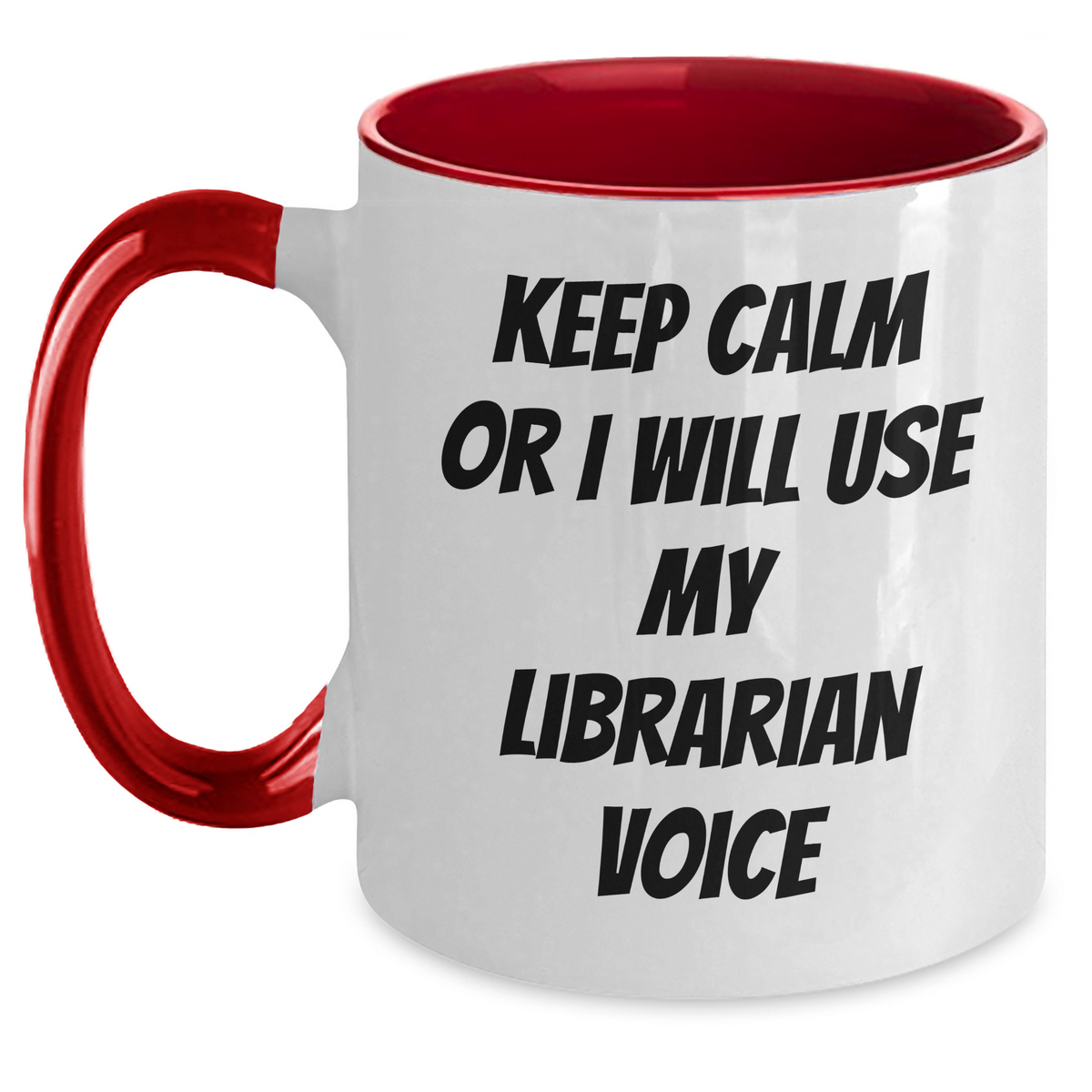 Librarian Gifts from Friends, Unique Keep Calm Librarian Voice Two Tone Coffee Mugs for Mom's Day, 11oz Ceramic, Microwave and Dishwasher Safe - Main