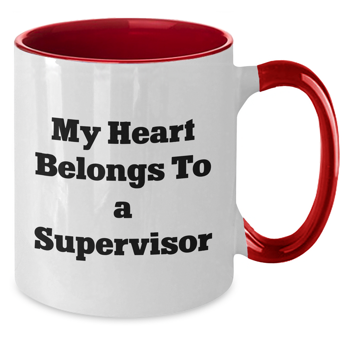 Funny Supervisor Gifts, My Heart Belongs To A Supervisor Two Tone Coffee Mug, Unique Father's Day Unique Gifts from Men to Supervisor, 11oz Ceramic Mug - Additional