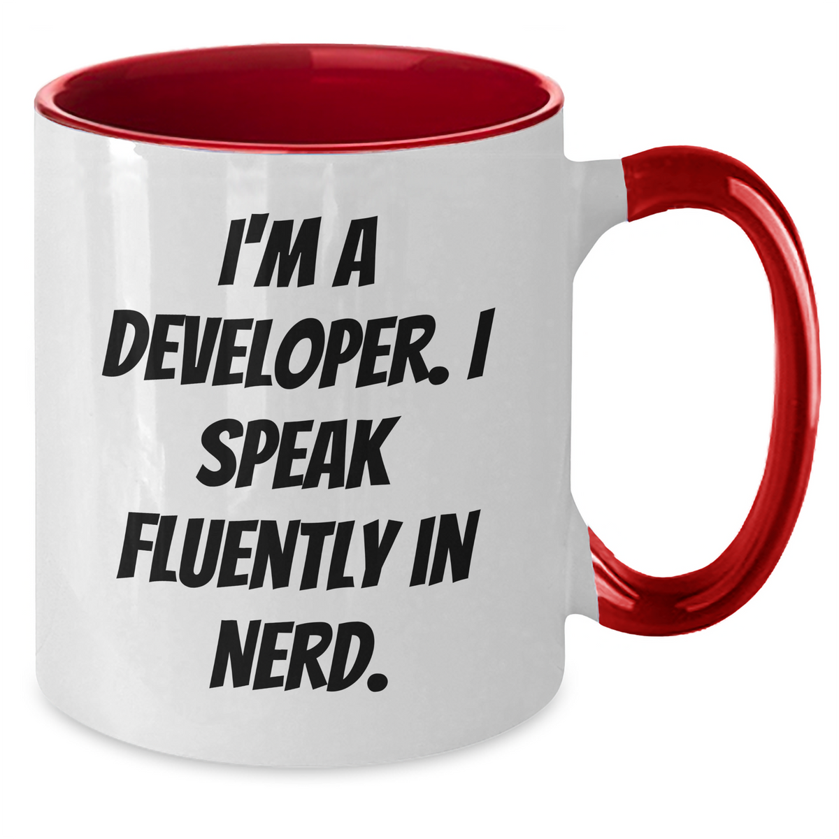 Funny Developer Gifts for Dad - I'm A Developer. I Speak Fluently In genius. Two Tone Coffee Mug, Black and White, Red and White, Navy and White, Pink and White (11oz) - Additional