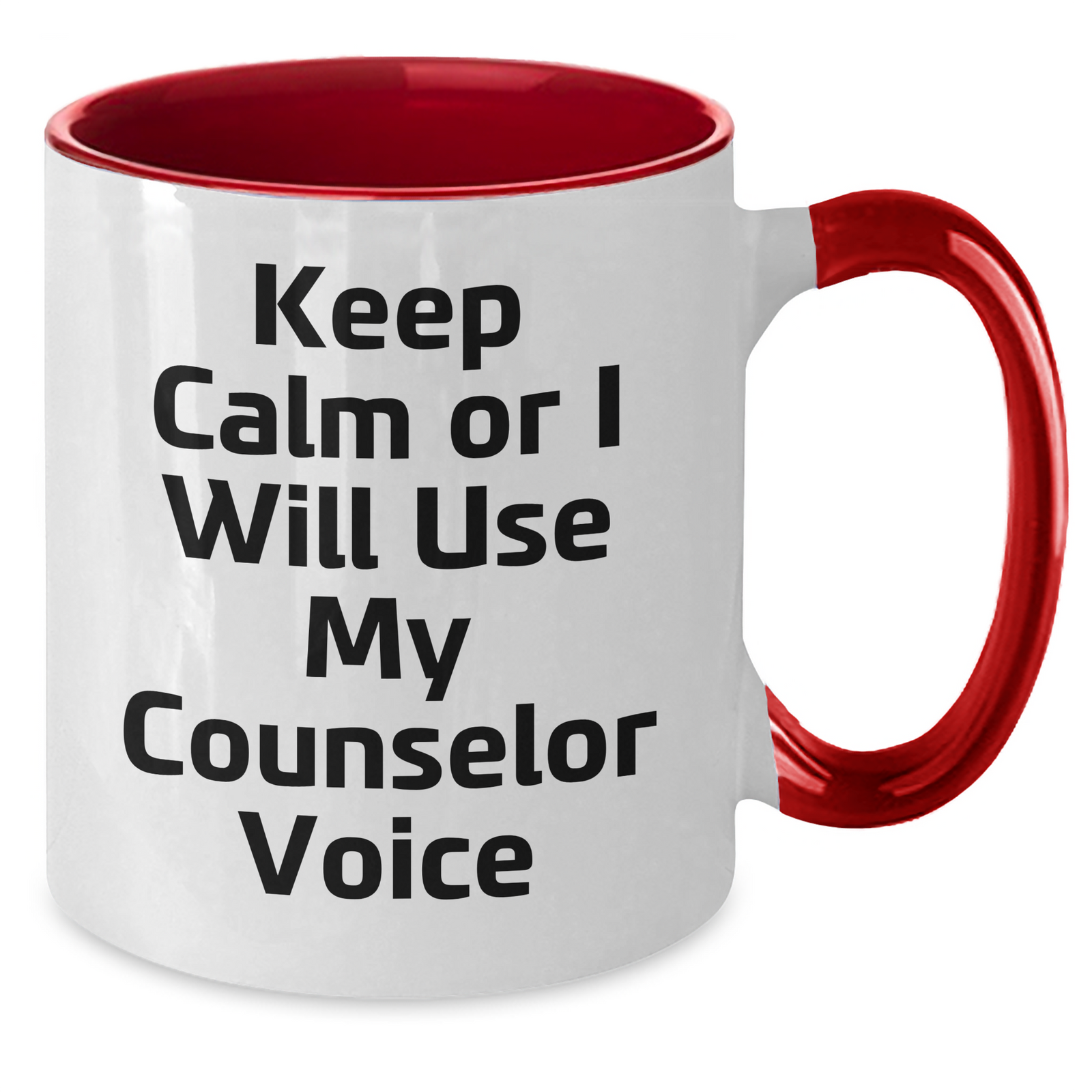 Counselor Gifts from Men - Keep Calm Or I Will Use My Counselor Voice Funny Two Tone Coffee Mug, Father's Day Unique Gifts for Counselor - Additional