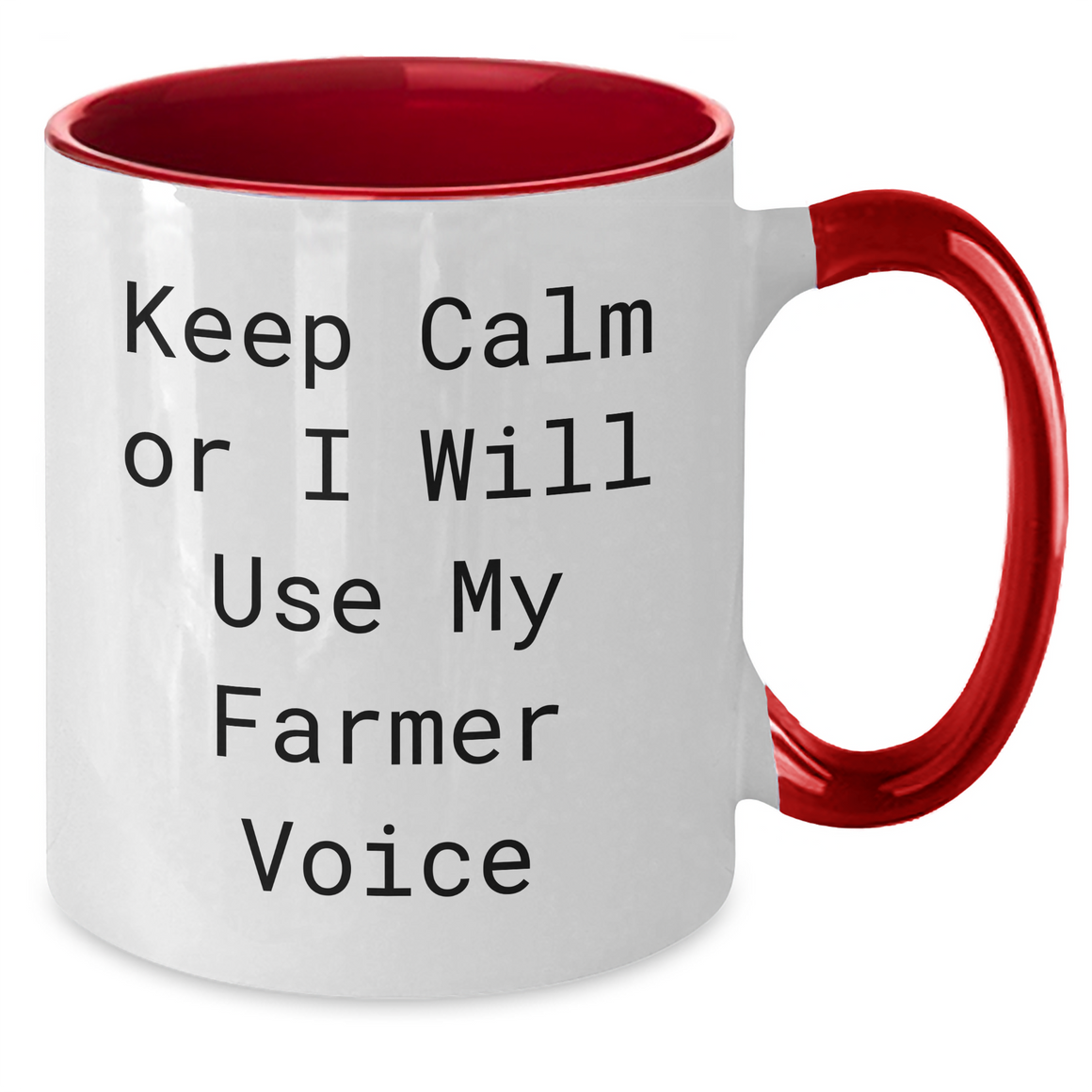 Farmer's Funny Favorites Gifts from Friends and Family - Keep Calm Or I Will Use My Farmer Voice Two Tone Coffee Mug, Mother's Day Unique Gifts - Additional