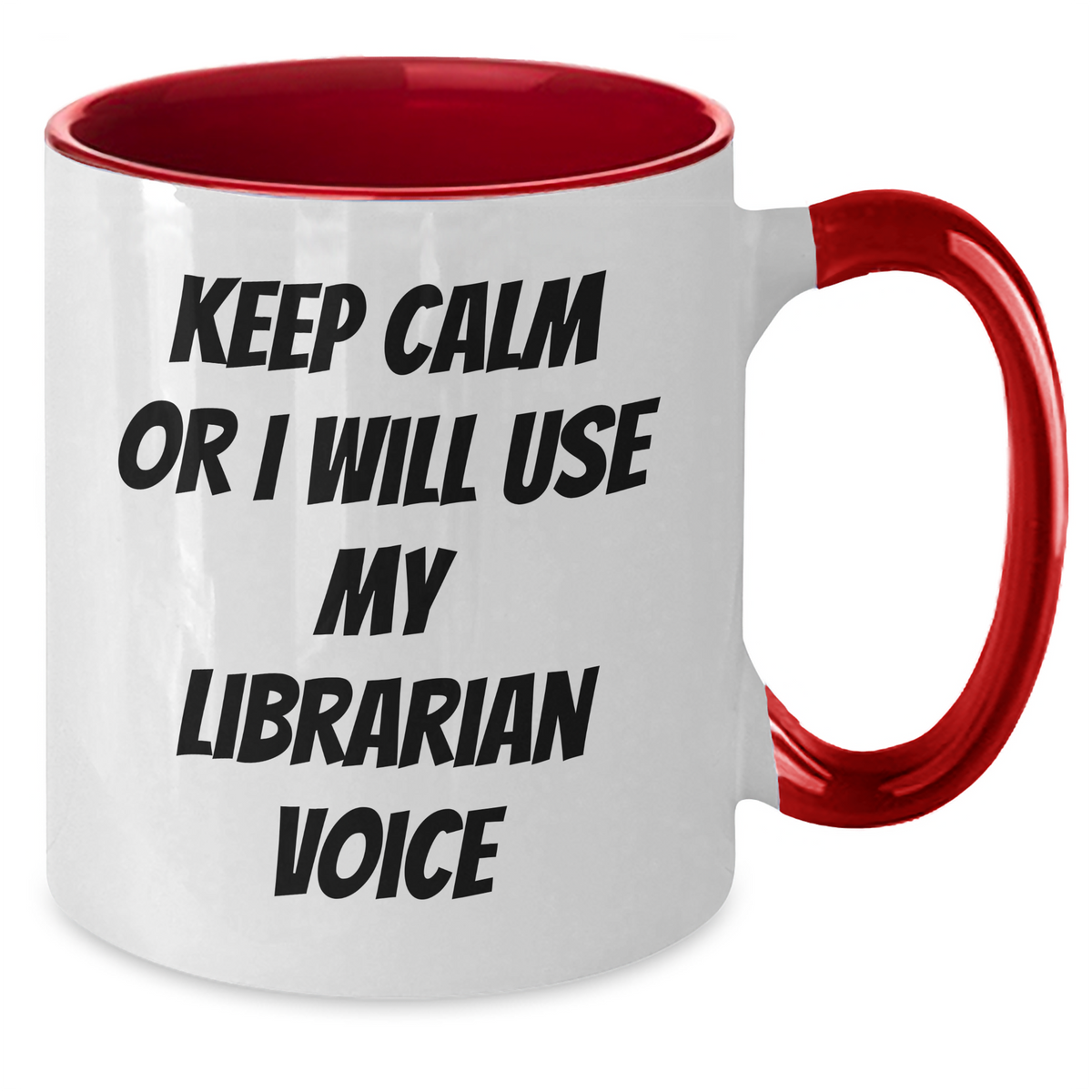 Librarian Gifts from Friends, Unique Keep Calm Librarian Voice Two Tone Coffee Mugs for Mom's Day, 11oz Ceramic, Microwave and Dishwasher Safe - Additional