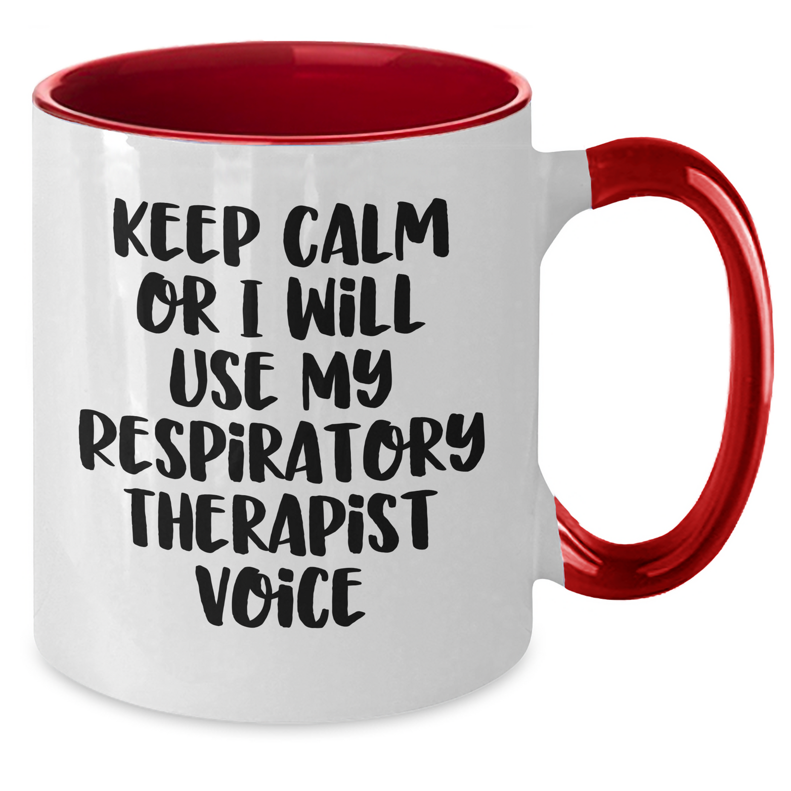 Respiratory Therapist Humor Gifts for Men, Funny 'Keep Calm Or I Will Use My Respiratory Therapist Voice' Two Tone Coffee Mug, Father's Day Unique Gifts from Family - Additional