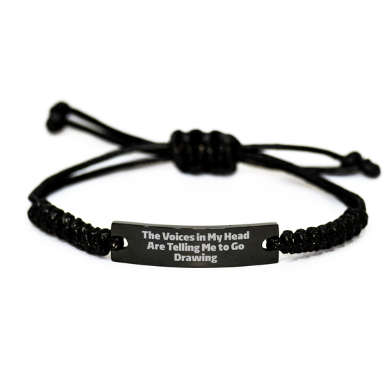 Funny Drawing Gifts for Him - 'The Voices In My Head Are Telling Me To Go Drawing' Rope Bracelet, Father's Day Unique Gifts from Men to Drawing Enthusiasts - Image 1