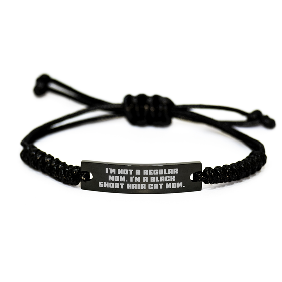 Funny Black Short Hair Cat Mom Gifts for Men from, Unique Rope Bracelet on Father's Day - Image 1