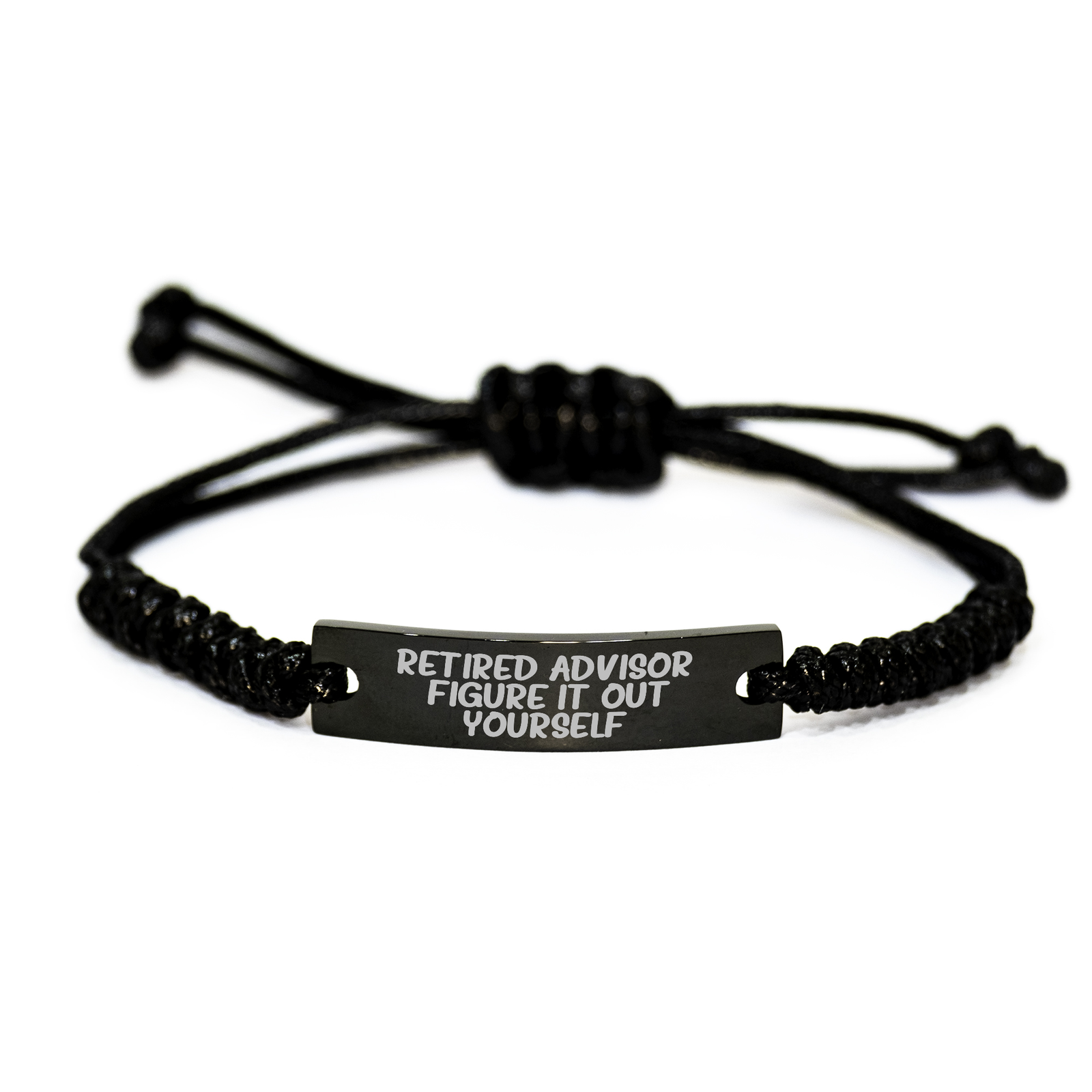 Funny Advisor Gifts from Men to Men - 'Retired Advisor. Figure It Out Yourself.' Quote on Adjustable Rope Bracelet, Perfect for Father's Day - Image 1