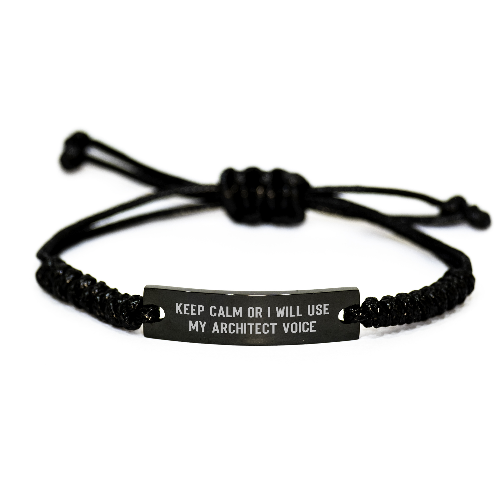 Funny Architect Gifts: 'Keep Calm Or I Will Use My Architect Voice' Rope Bracelet for Men, Unique Father's Day Unique Gift from Friends, Funny Architect Presents - Image 1