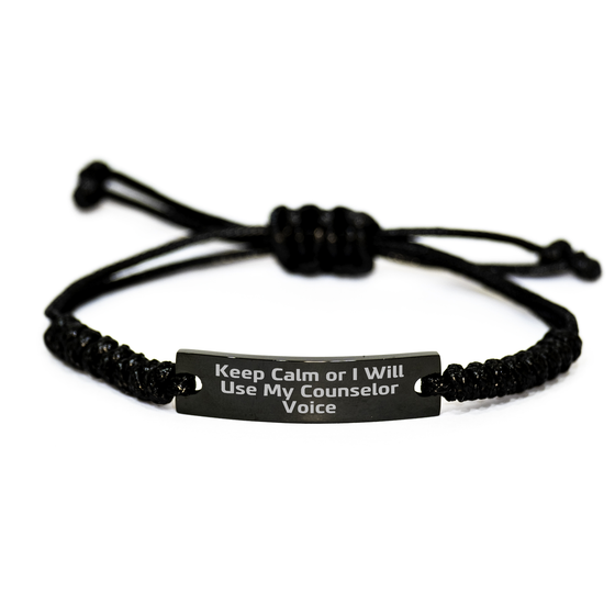 Funny Counselor Gifts - Keep Calm Or I'll Use My Counselor Voice Rope Bracelet, Gifts for Men from Family on Father's Day - Image 1