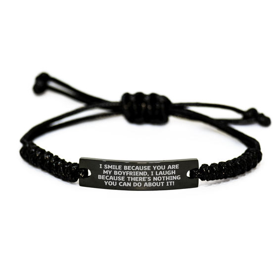 Sweetheart's Humor Rope Bracelet, Funny Quote, Adjustable, Black, Gifts from Women to Sweetheart for Father's Day - Image 1