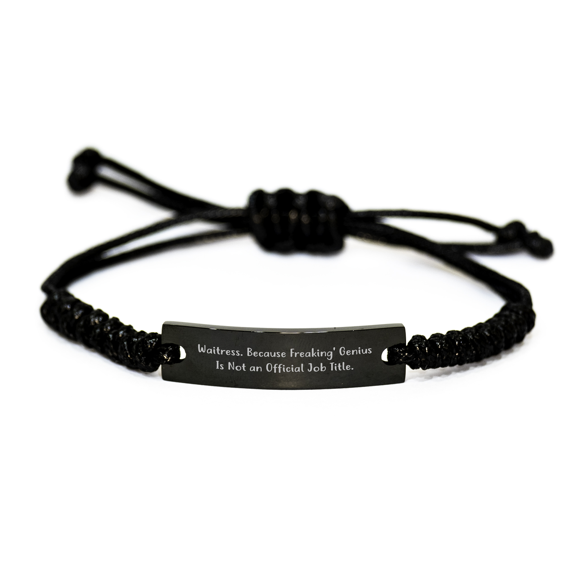 Waitress Gifts from Friends - Funny Rope Bracelet for Waitress, Father's Day Unique Gifts, 'Waitress. Because Freaking' genius Is Not An Official Job Title.' Quote - Image 1