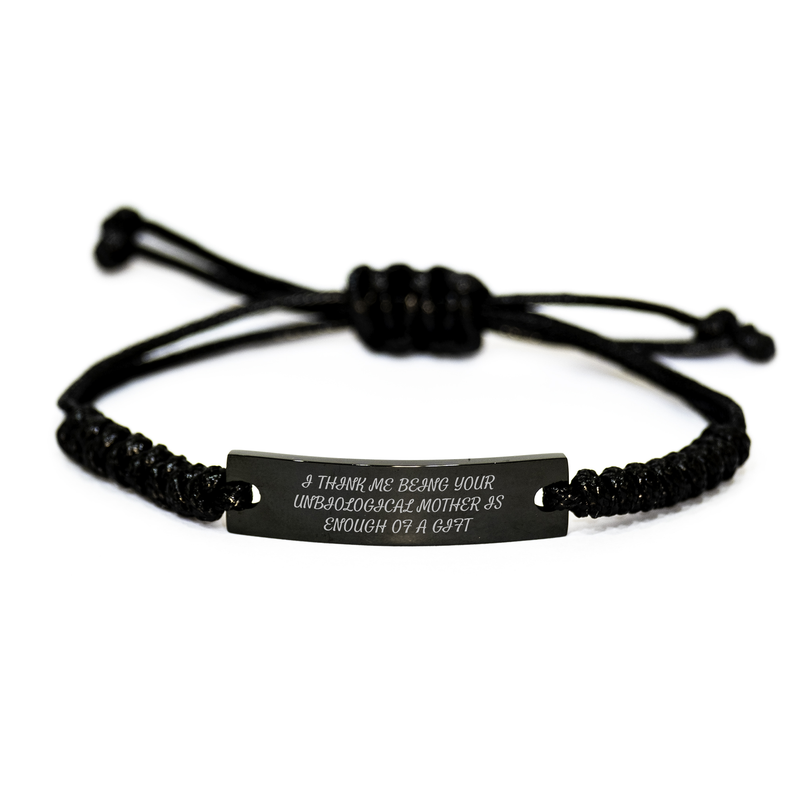 Funny Unbiological Mother Gifts - I Think Me Being Your Unbiological Mother Is Enough Of A Gift Rope Bracelet for Mother's Day from Family - Image 1