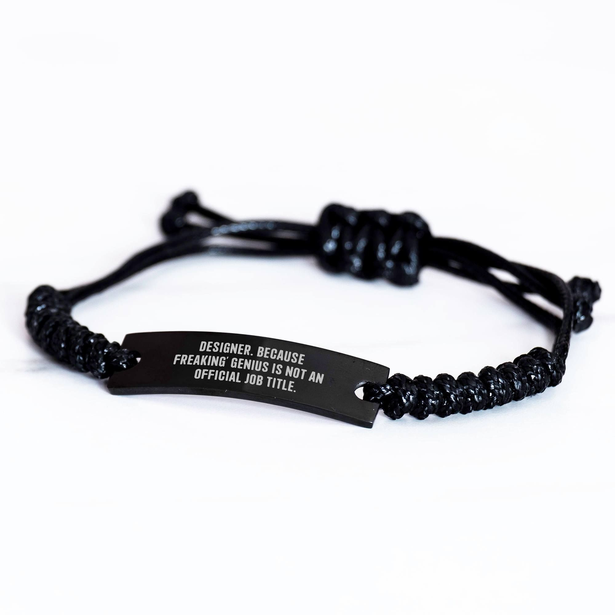 Designer Rope Braceltes, Funny Inspirational Quote Gifts for Men, Black Stainless Steel Rope, Adjustable, Organza Bag, Gifts from Friends, Father's Day Unique - Image 2