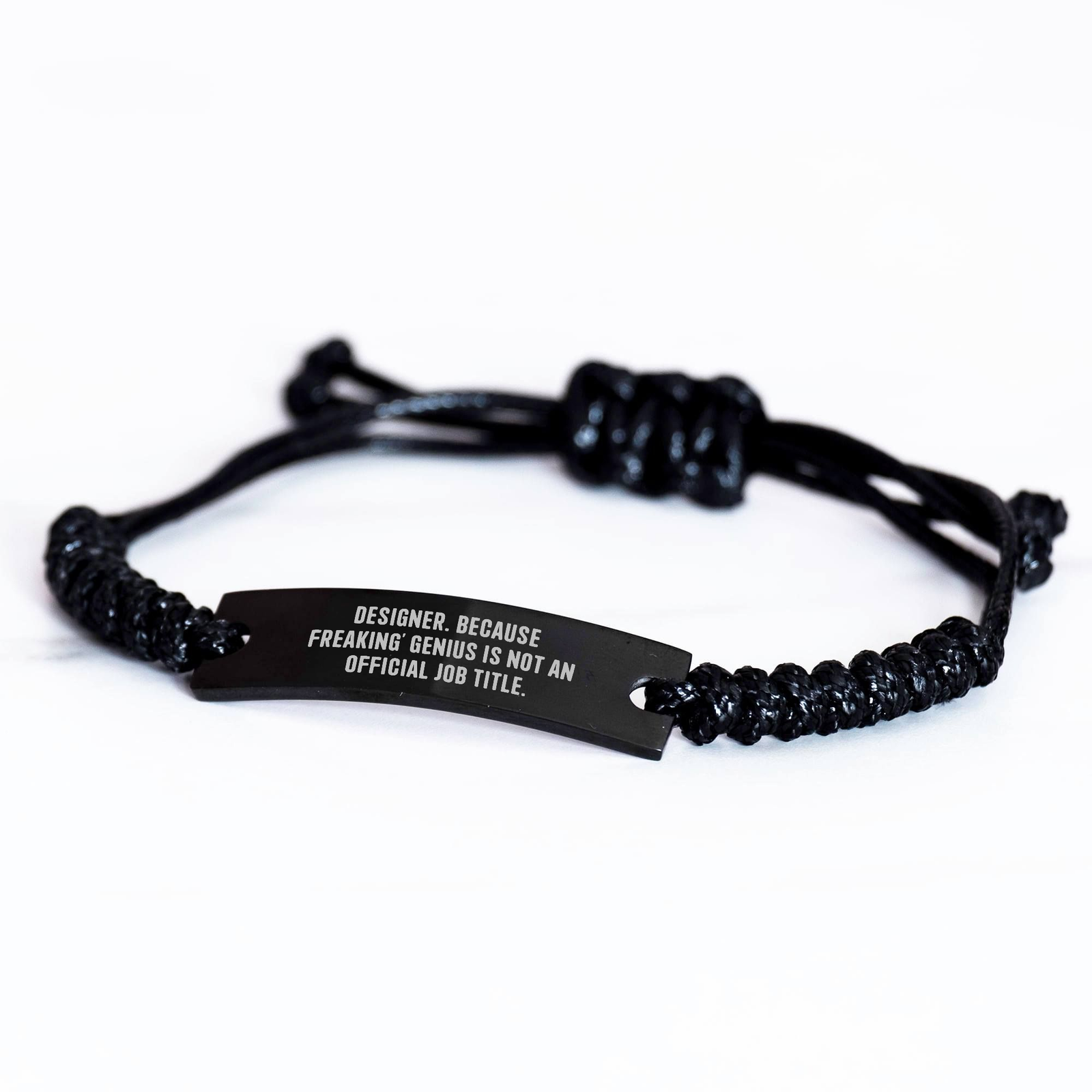 Designer Rope Braceltes, Funny Inspirational Quote Gifts for Men, Black Stainless Steel Rope, Adjustable, Organza Bag, Gifts from Friends, Father's Day Unique - Image 2