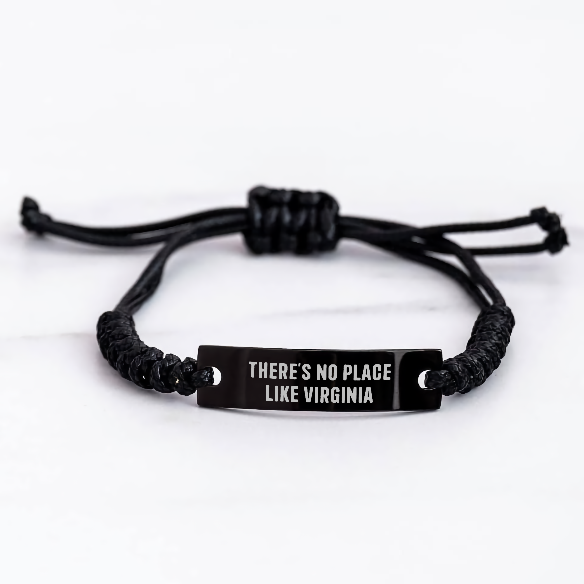 Funny Virginia Gifts - 'There's No Place Like Virginia' Rope Bracelet for Men, Women, or Friends - Father's Day Unique Gifts from Virginia, Adjustable Black Rope - Image 3