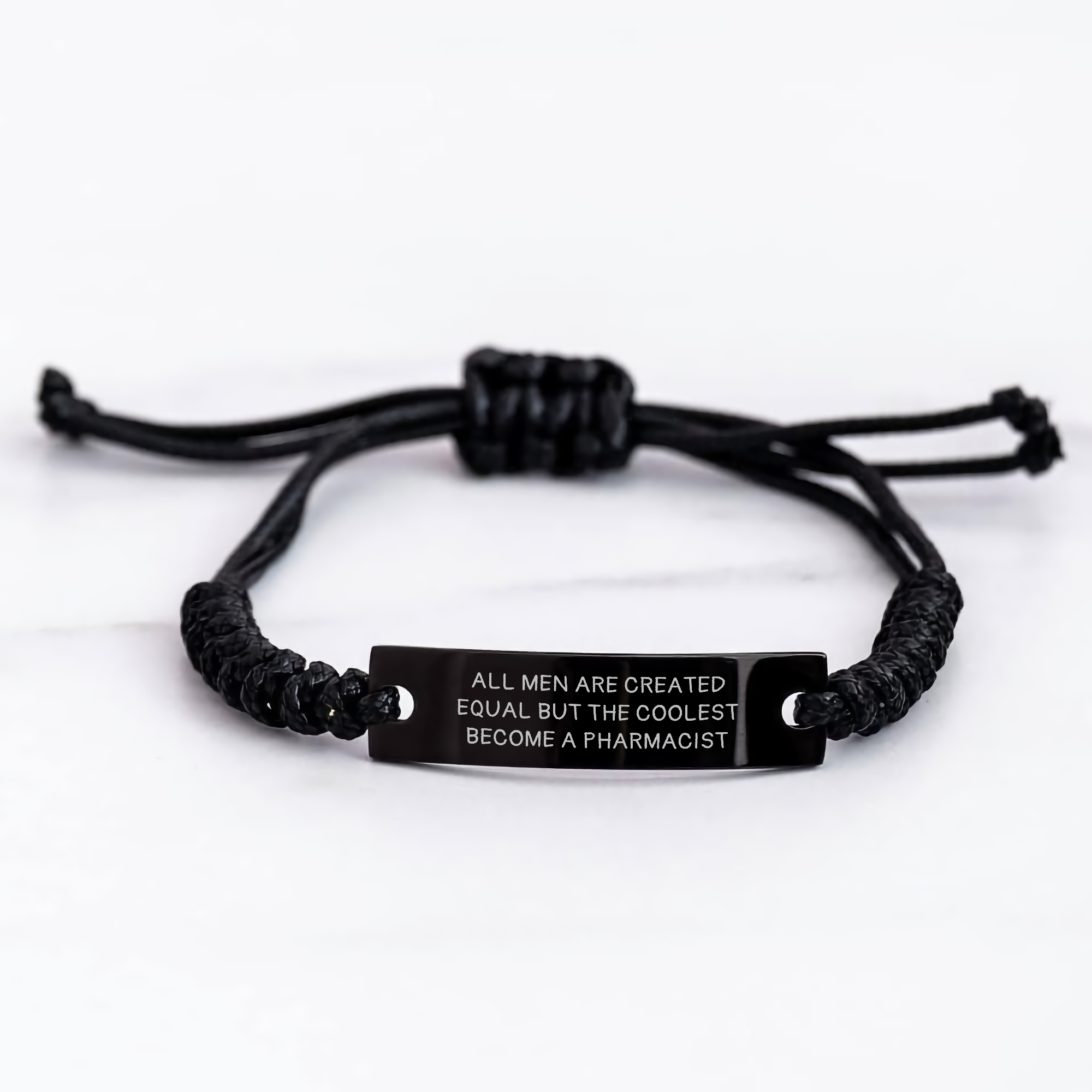Funny Pharmacist Gifts from Men to Men, 'All Men Are Created Equal But The Coolest Become A Pharmacist' Quote, Adjustable Rope Bracelet for Father's Day - Image 3