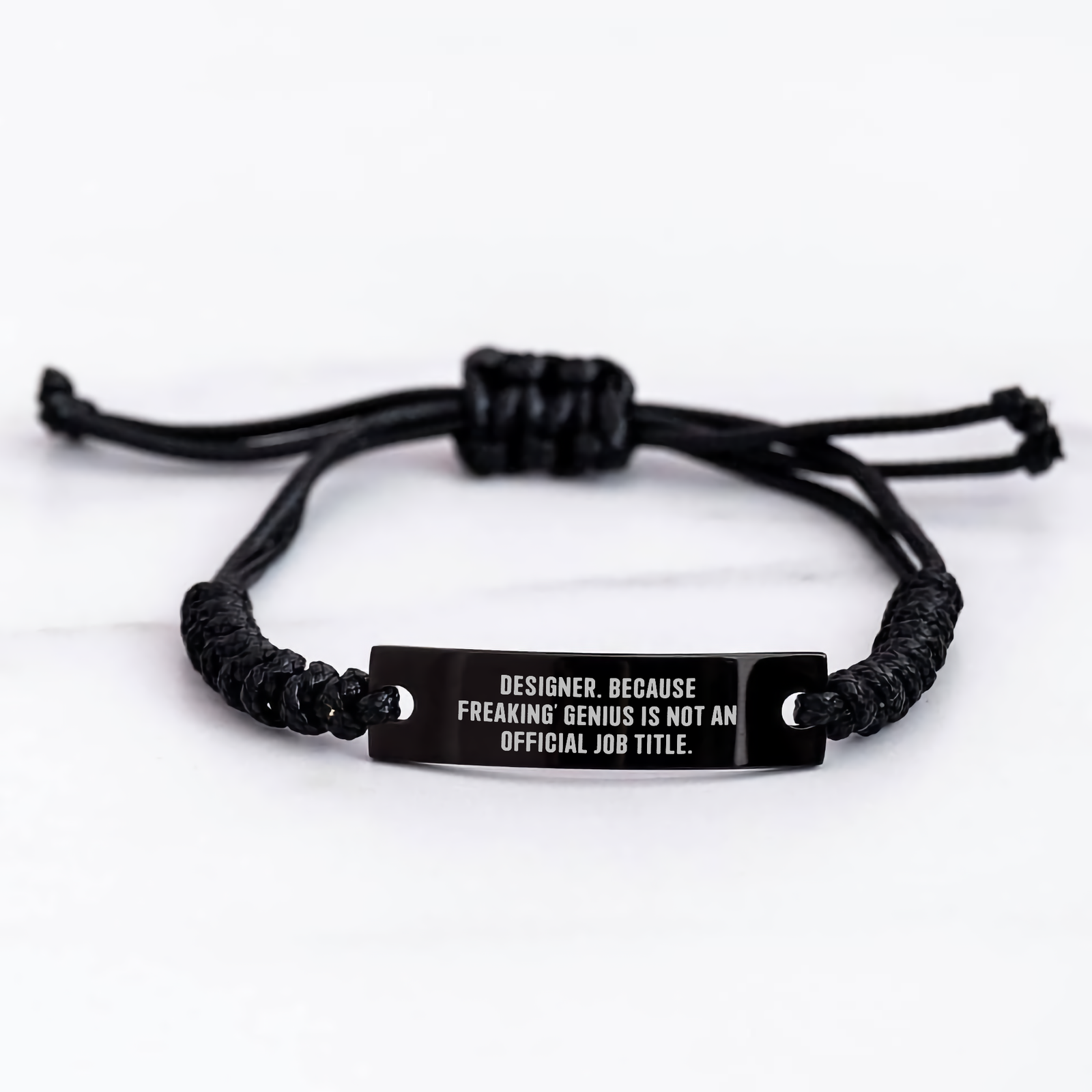 Designer Rope Braceltes, Funny Inspirational Quote Gifts for Men, Black Stainless Steel Rope, Adjustable, Organza Bag, Gifts from Friends, Father's Day Unique - Image 3