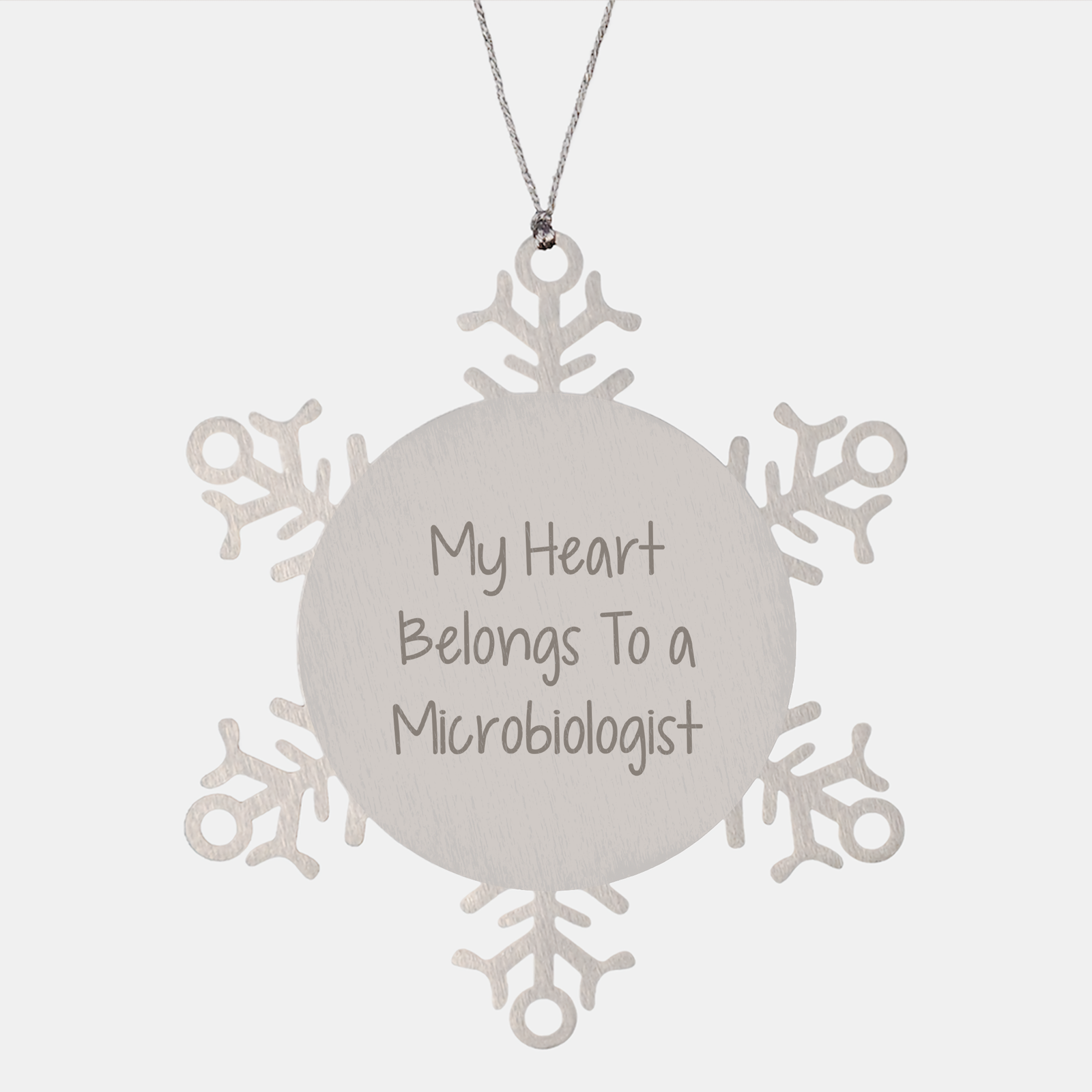 Funny Microbiologist Gifts from Friends, Unique Snowflake Ornament for Men, My Heart Belongs To A Microbiologist, Christmas Unique Gifts - Image 1
