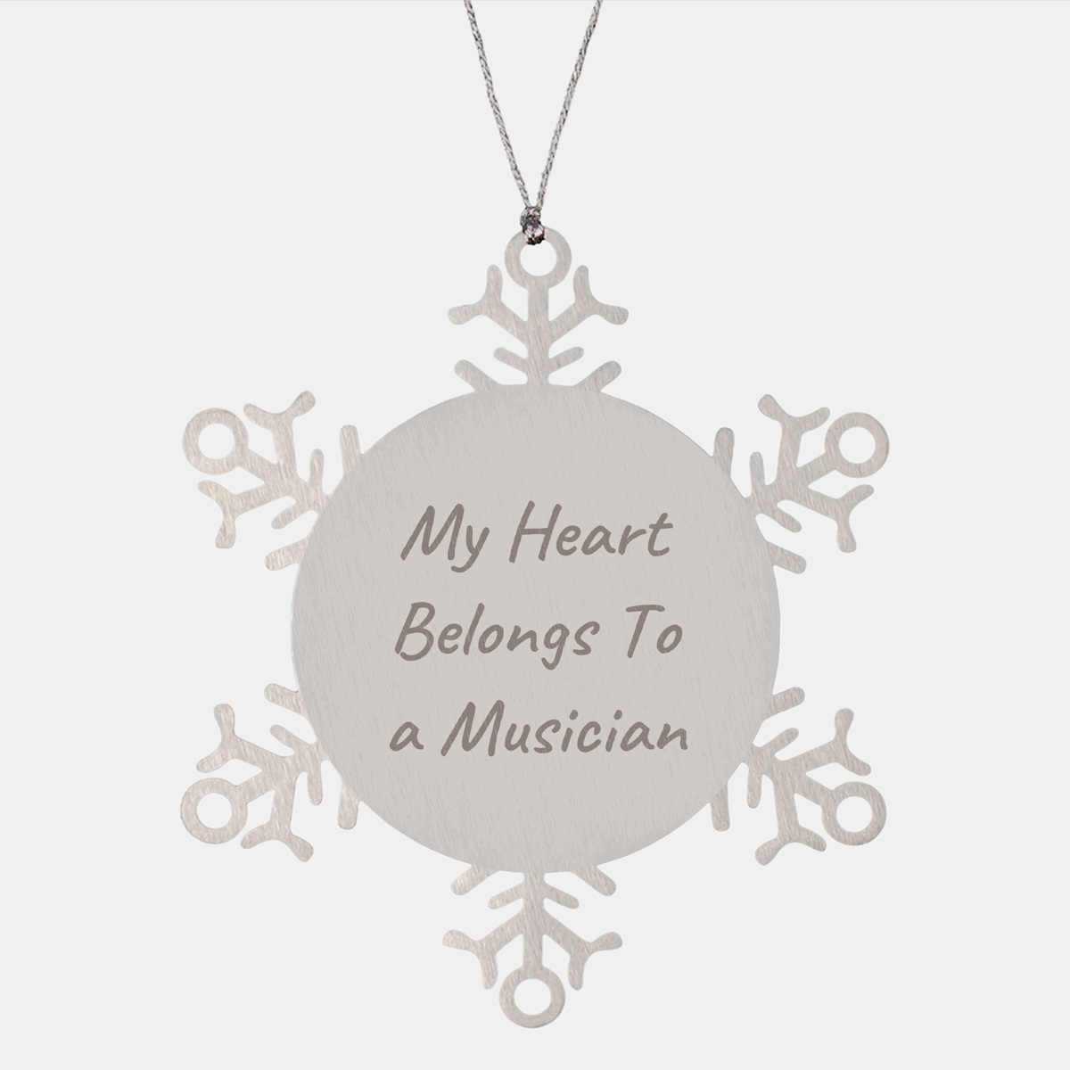 Funny Musician Gifts from Friends, Snowflake Ornament for Music Lovers, &#39;My Heart Belongs To A Musician&#39; Quote, Christmas Unique Gifts for Men, Women, Coworkers, Family - Image 1