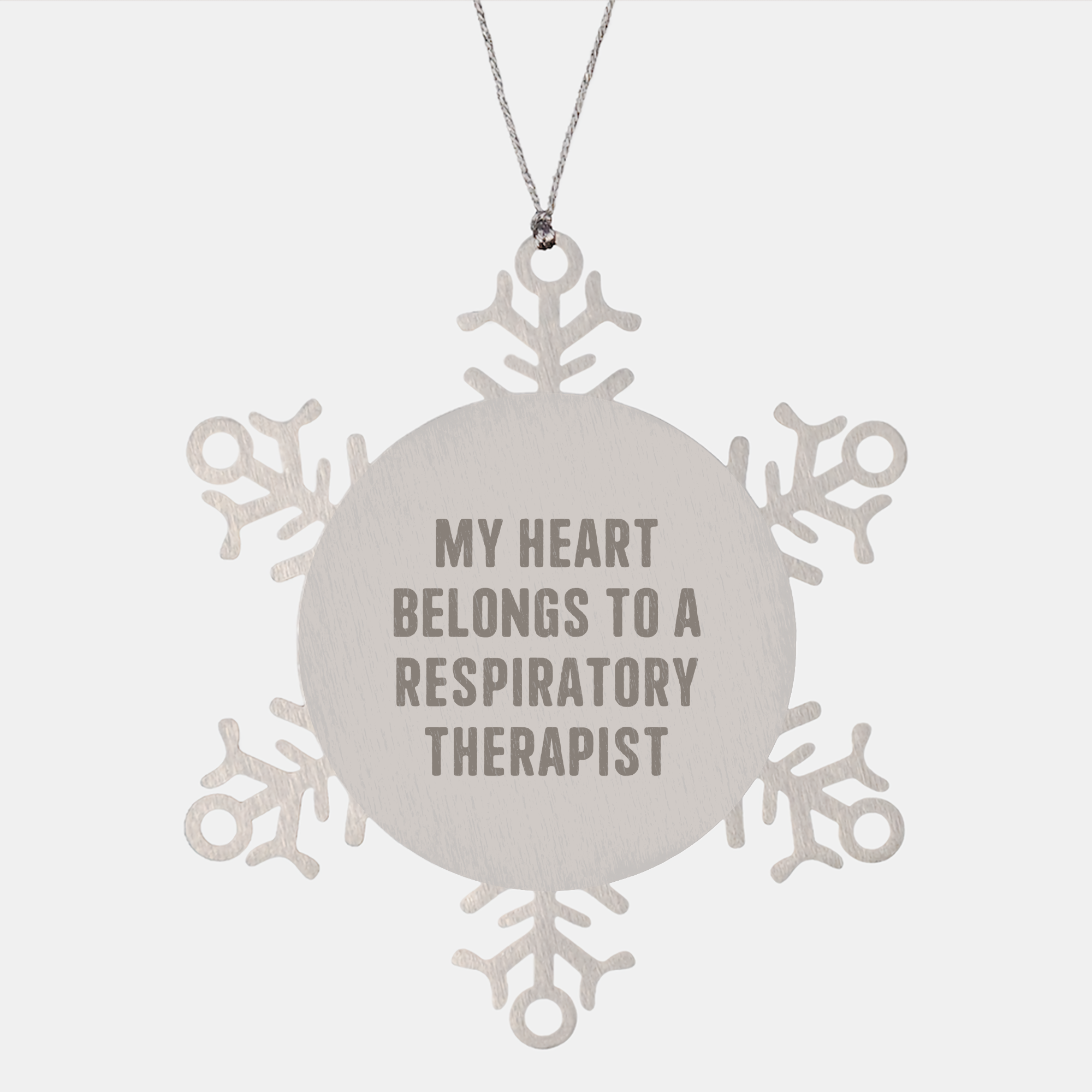 Funny Gift for Respiratory Therapist, 'My Heart Belongs To A Respiratory Therapist' Snowflake Ornament, Gifts from Family for Christmas - Image 1