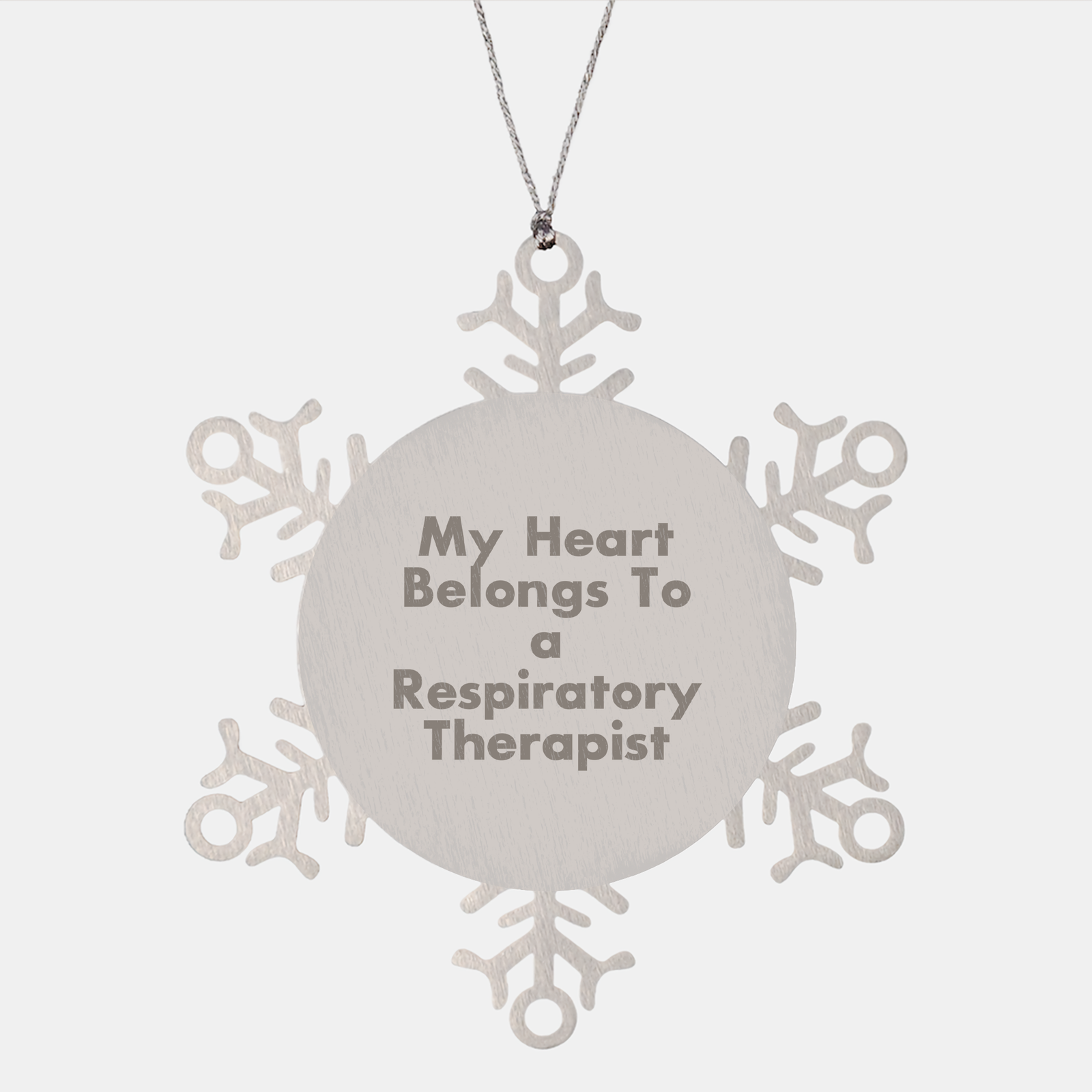 Funny Respiratory Therapist Gifts, My Heart Belongs To A Respiratory Therapist, Snowflake Ornament, Christmas Unique Gifts from Friends, Gifts for Respiratory Therapist - Image 1