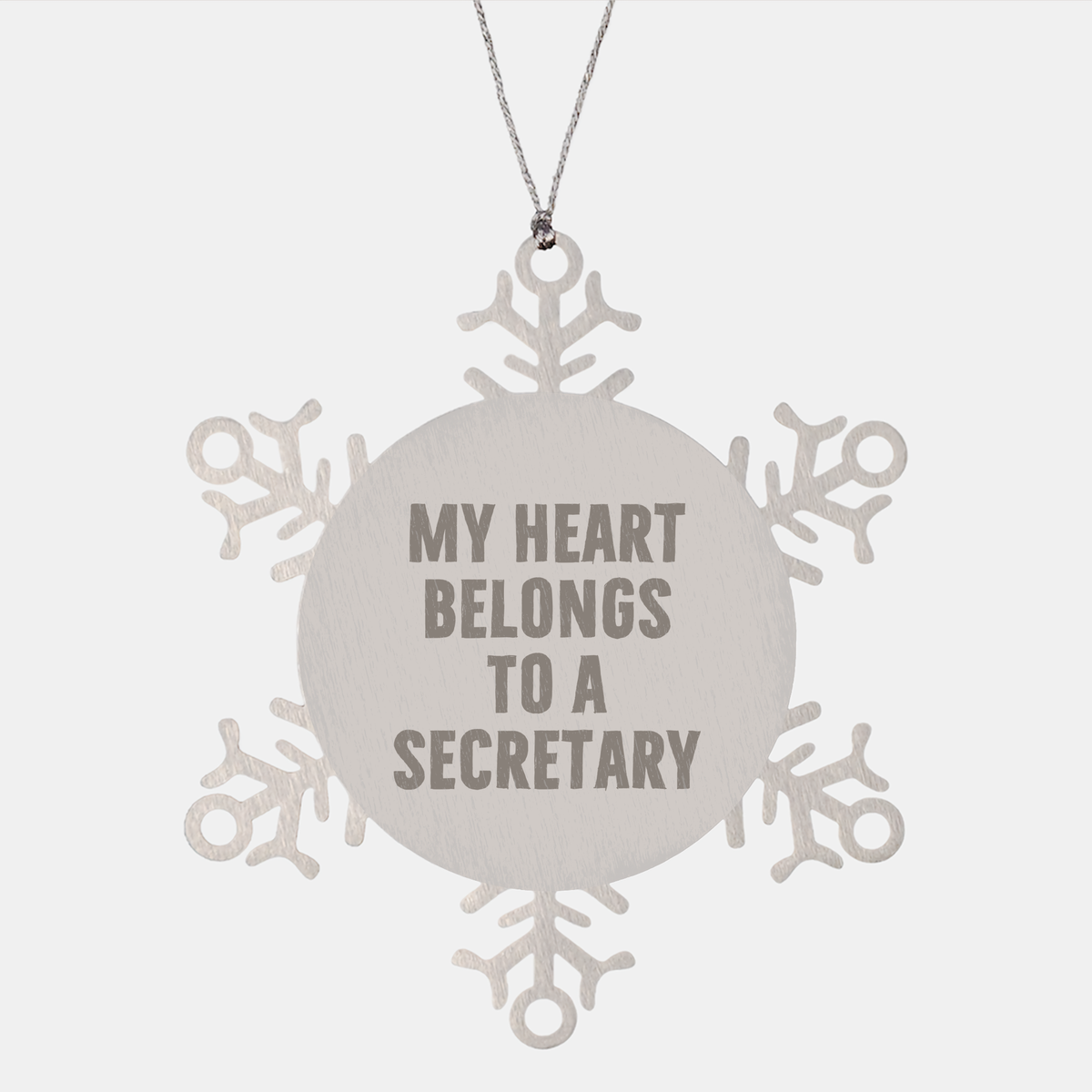 Funny Snowflake Ornaments for Secretary, My Heart Belongs To A Secretary, Gifts from Men, Women, or Friends, Christmas Unique Gifts for Secretary - Image 1
