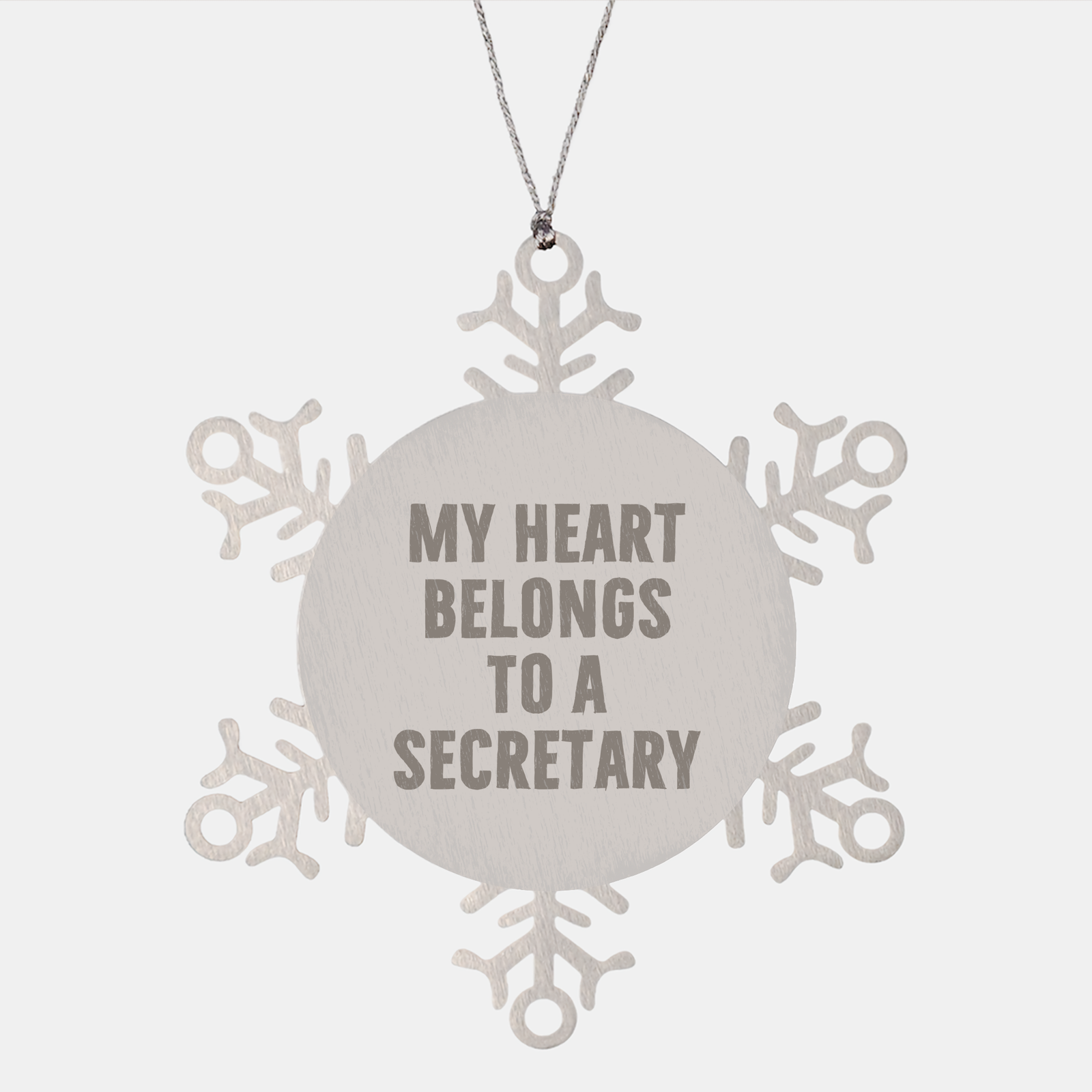 Funny Snowflake Ornaments for Secretary, My Heart Belongs To A Secretary, Gifts from Men, Women, or Friends, Christmas Unique Gifts for Secretary - Image 1