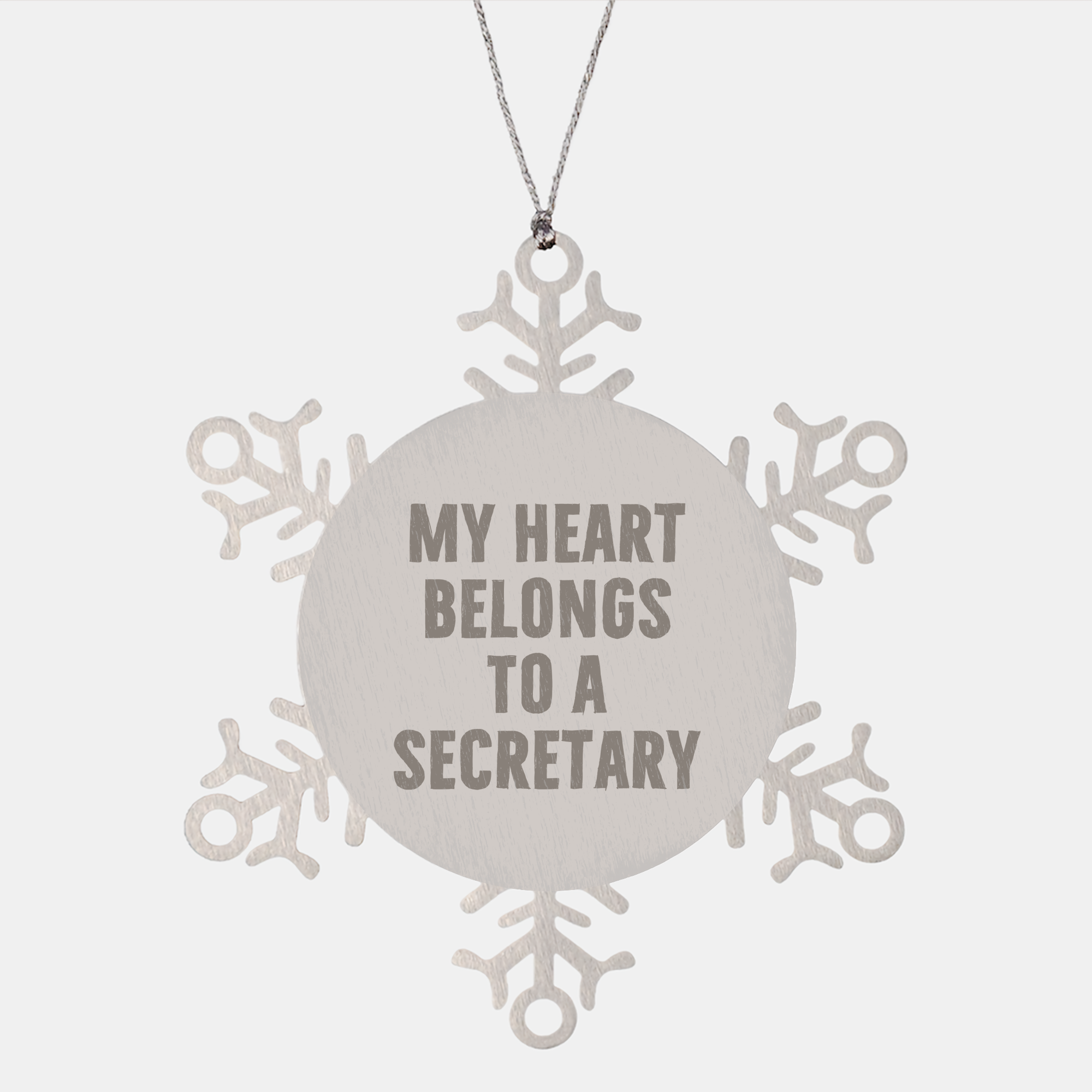 Funny Snowflake Ornaments for Secretary, My Heart Belongs To A Secretary, Gifts from Men, Women, or Friends, Christmas Unique Gifts for Secretary - Image 1