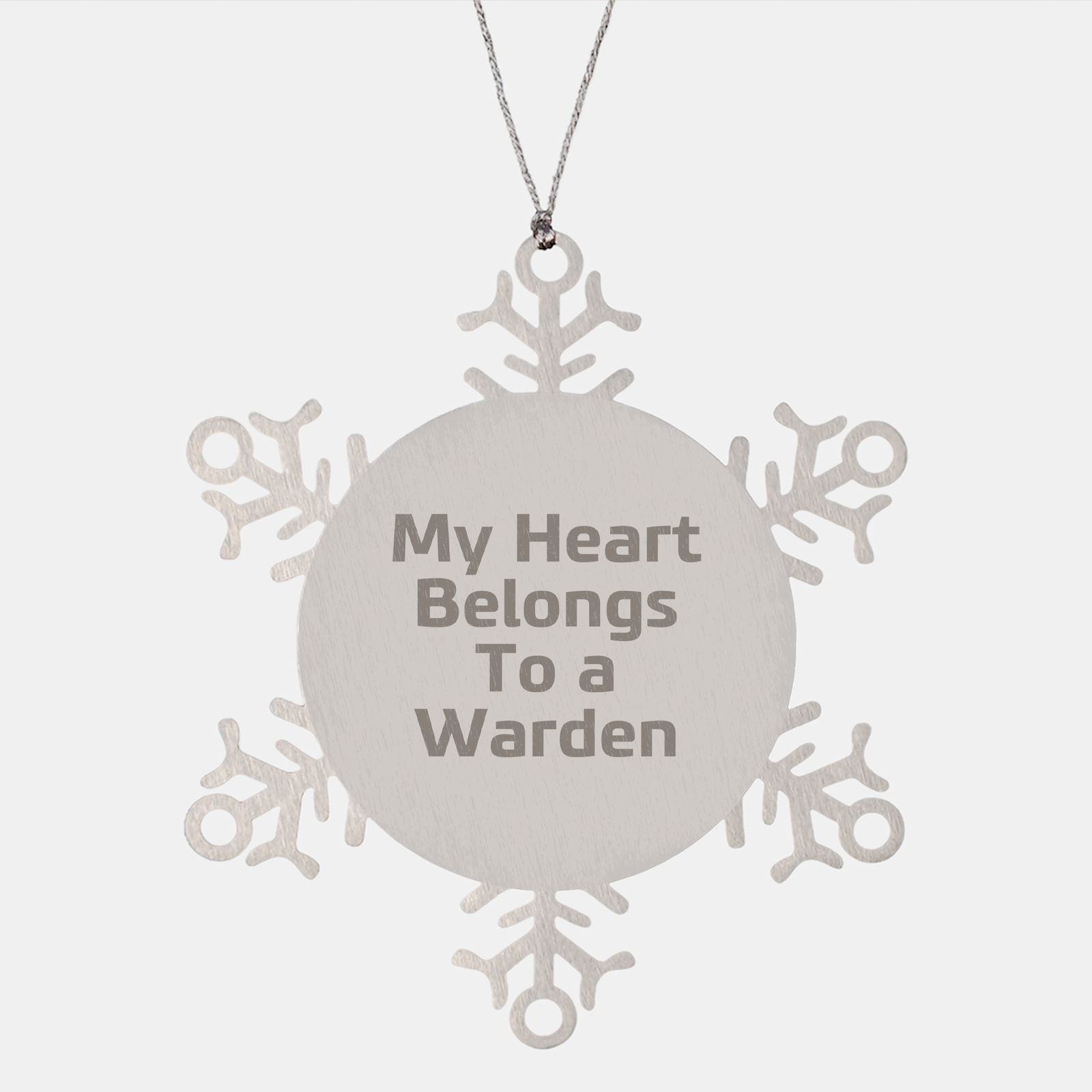 Funny Warden Gifts from Friends - My Heart Belongs To A Warden Snowflake Ornament, Unique Christmas Unique Gifts for Warden, Men, Women, Friends, Family - Image 1