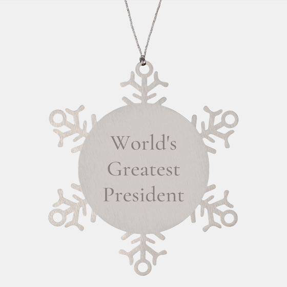 President Snowflake Ornaments, Funny 'World's Greatest President' Gifts from Men to President or Friends, Unique Christmas Unique Gifts for Family - Image 1