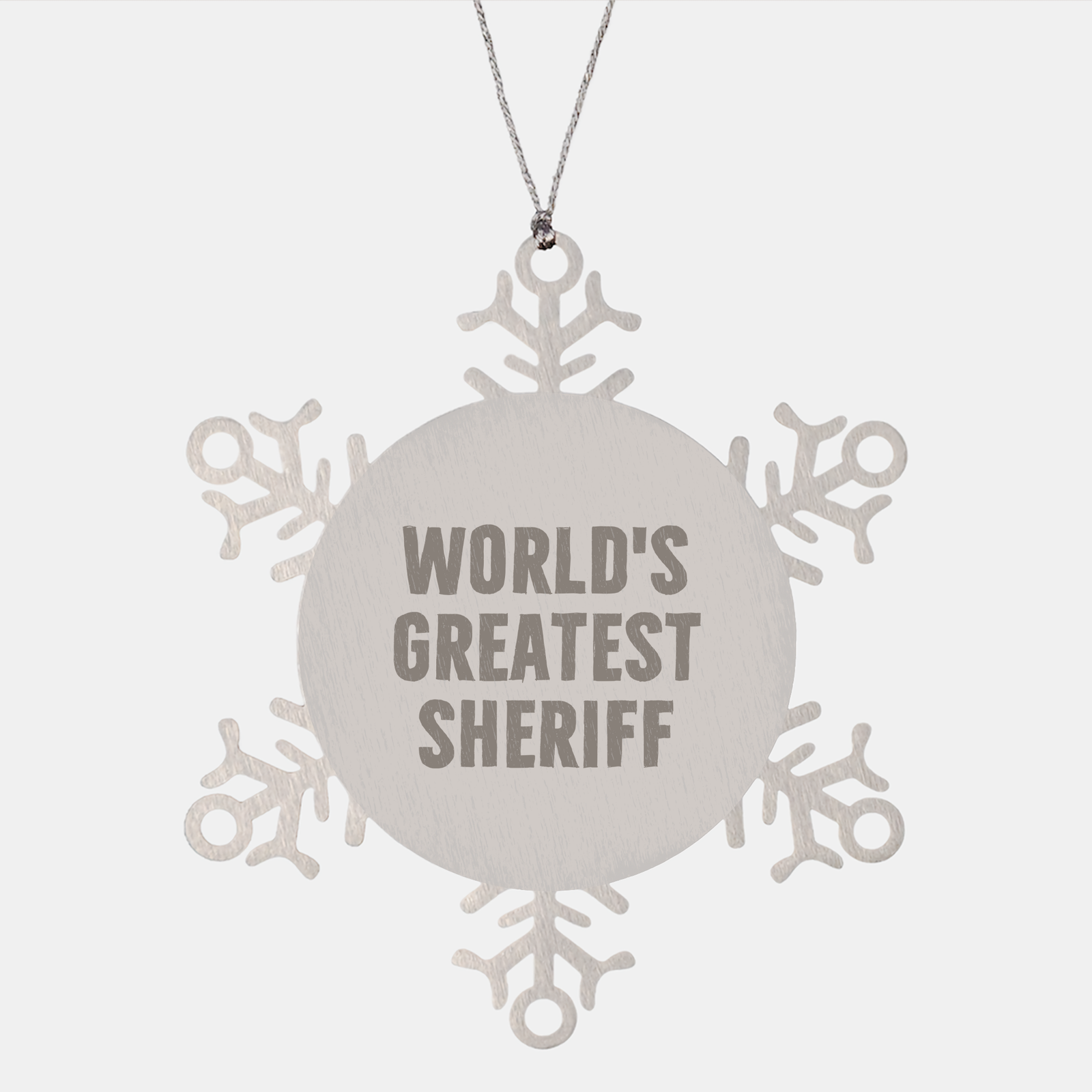 Funny Sheriff Snowflake Ornament Gifts from Men to World's Greatest Sheriff, Sheriff Gifts for Christmas - Image 1