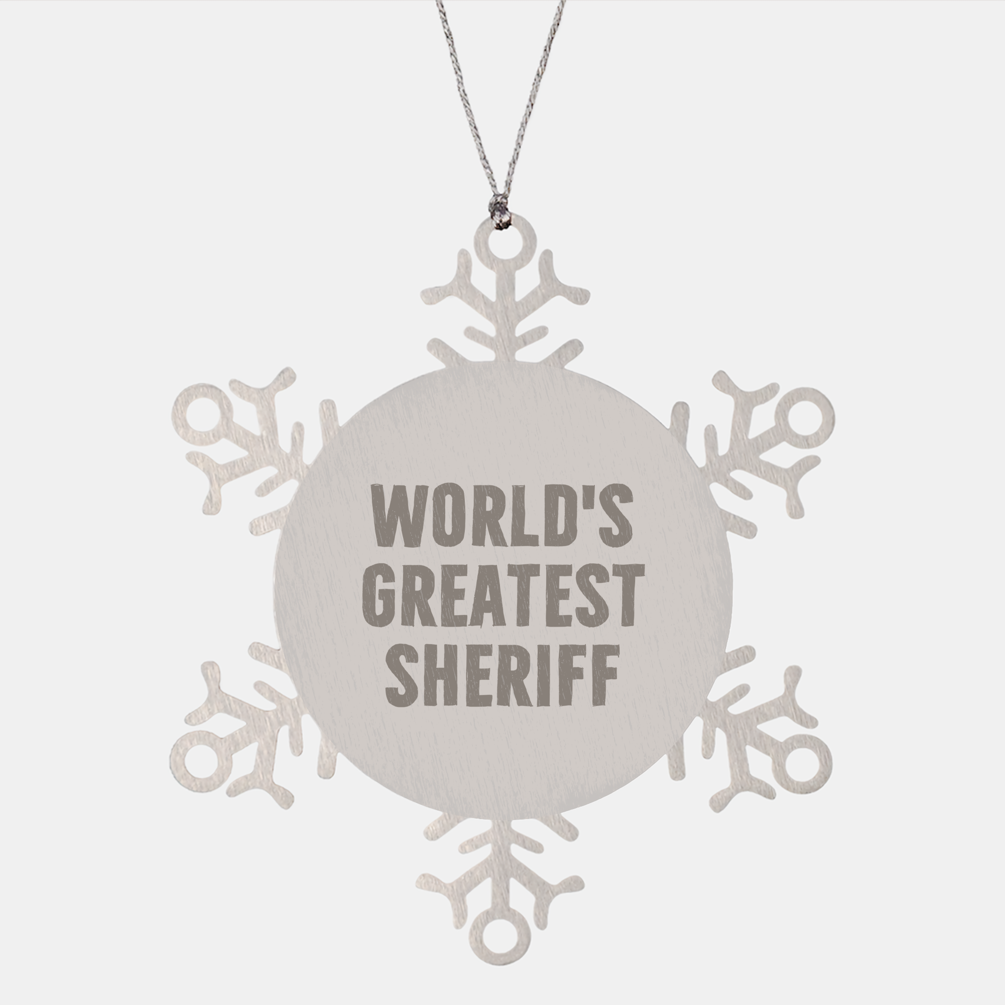 Funny Sheriff Snowflake Ornament Gifts from Men to World's Greatest Sheriff, Sheriff Gifts for Christmas - Image 1