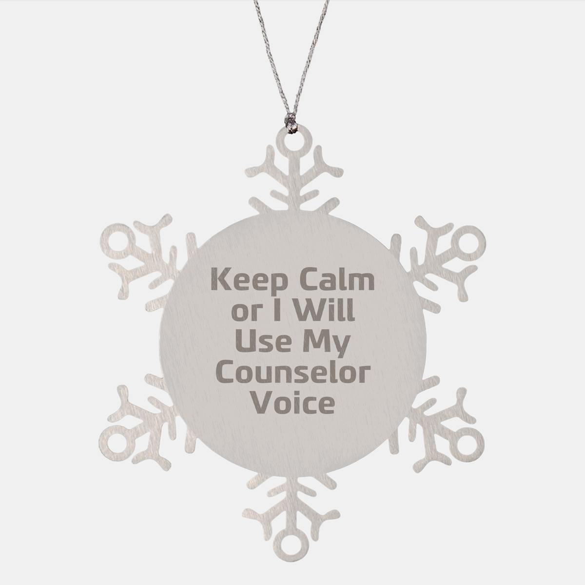 Funny Counselor Gifts - Keep Calm Or I Will Use My Counselor Voice Snowflake Ornament, Gifts from Men to Counselor Friends, Christmas Unique Gifts - Image 1