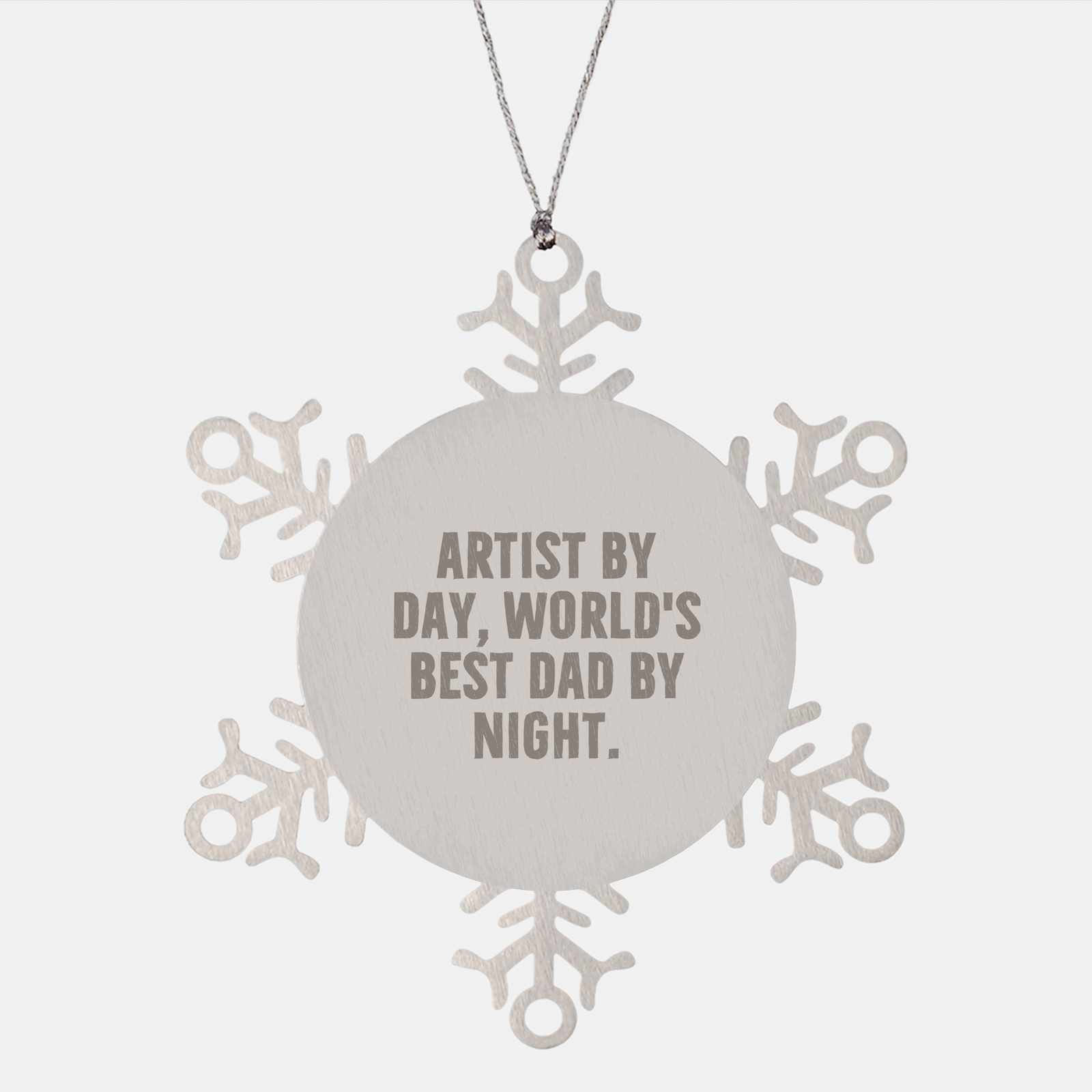 Artist Gifts for Christmas Snowflake Ornament - Artist By Day, World's Best Dad By Night., Unique Father Gifts, Handmade Snowflake Ornament (150-200 characters in total) - Image 1