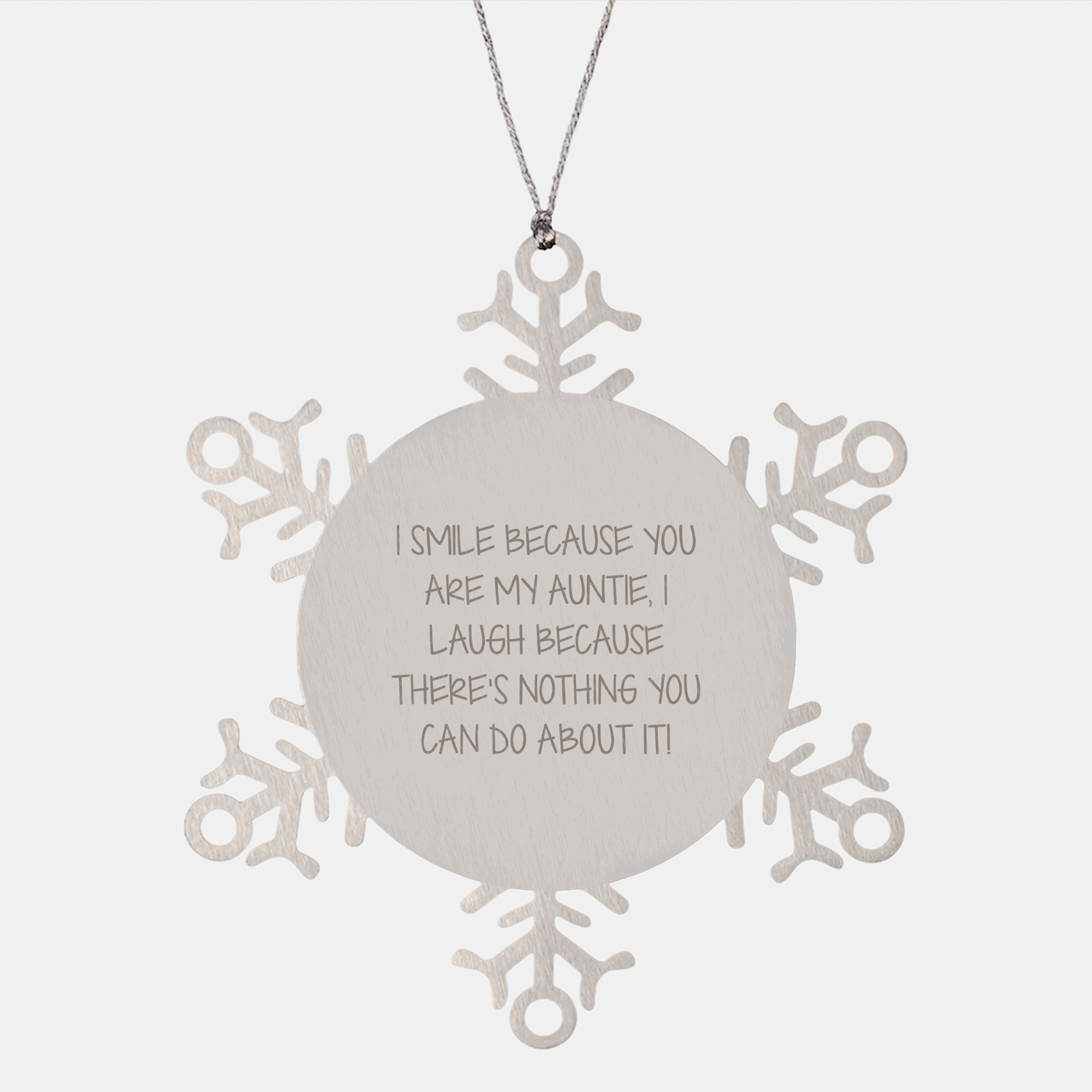 Funny Auntie Gifts from Men - I Smile Because You Are My Auntie, Snowflake Ornament for Auntie, Christmas Unique Presents - Image 1