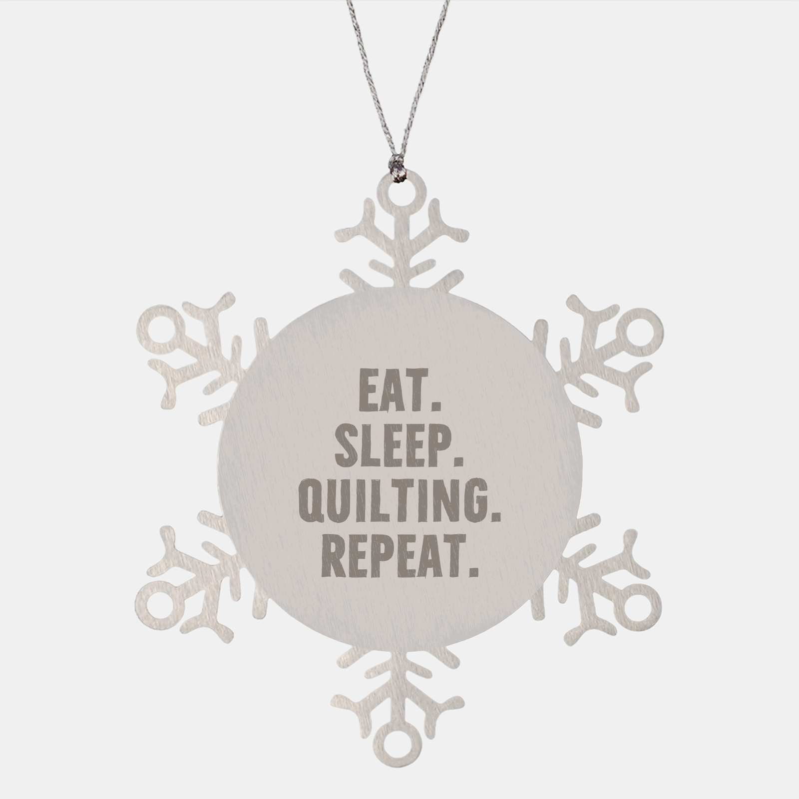 Quilting-Themed Snowflake Ornament for Quilting Lovers - Eat Sleep Quilting Repeat Funny Gift Ideas for Christmas - Image 1