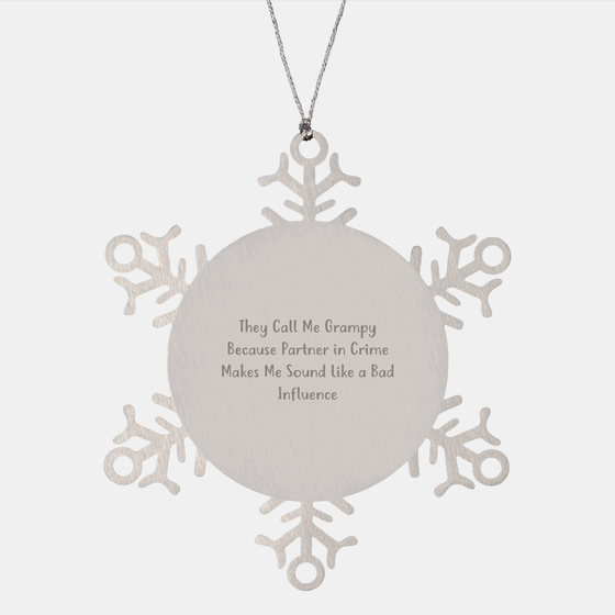 Grampy's Snowflake Ornament, Funny Christmas Unique Gift for Men from Partner in Crime, Shatterproof Snowflake Ornament for Grampy's Christmas - Image 1