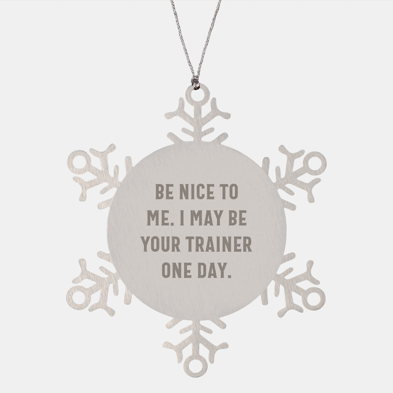 Funny Trainer Snowflake Ornament Gifts from Friends to Coworkers - Be Nice To Me. I May Be Your Trainer One Day. Christmas Unique Snowflake Ornaments - Image 1