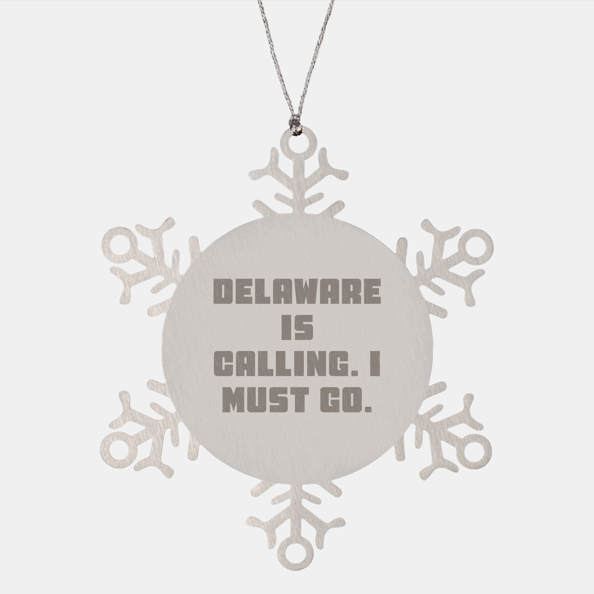 Delaware Inspired Snowflake Ornament Gifts for Friends and Family - Funny Delaware Quote - Christmas Decorations for Home or Office - Premium Stainless Steel, Shatterproof, 3.14 inches Diameter - Image 1