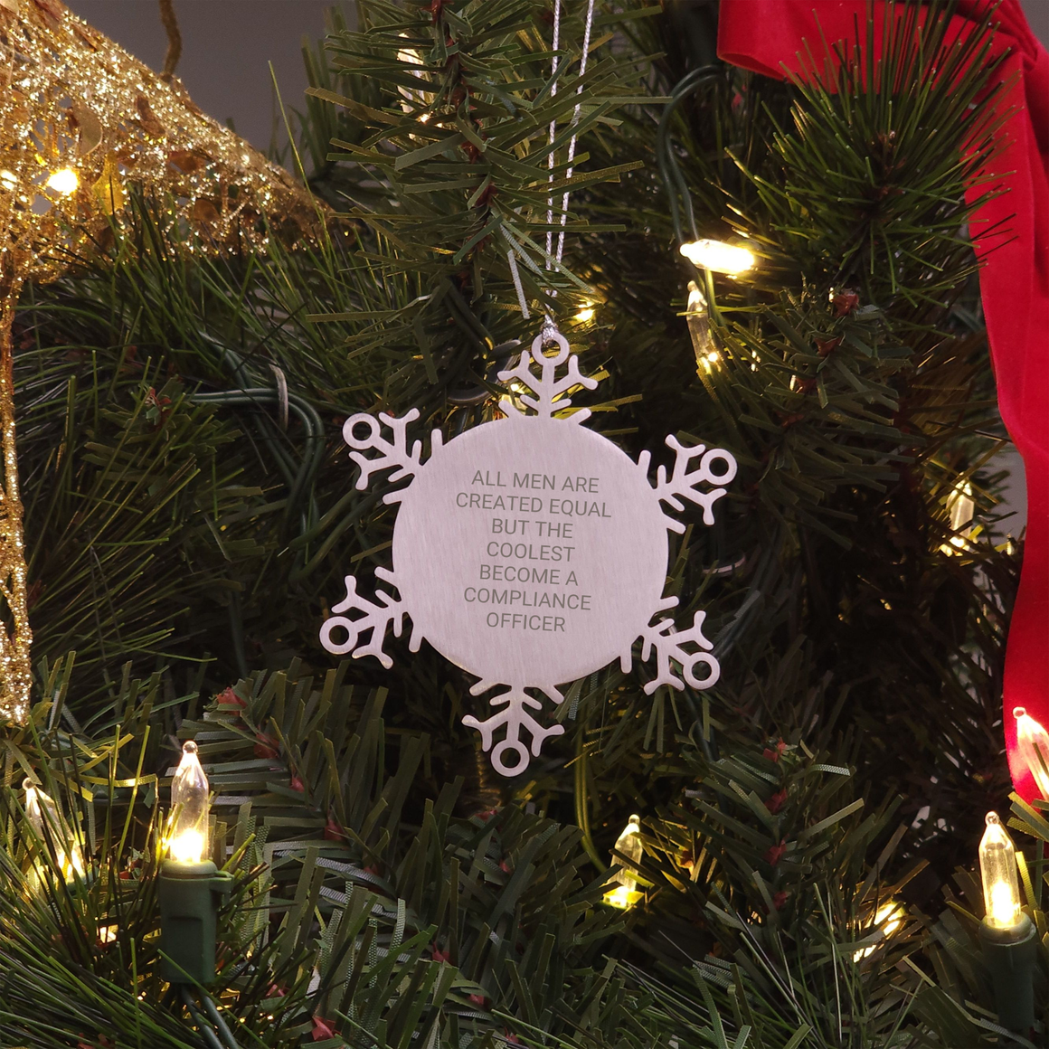 Compliance Officer Gifts - Funny Snowflake Ornament, 'All Men Are Created Equal But The Coolest Become A Compliance Officer', Unique Christmas Unique Gifts from Friends - Image 3