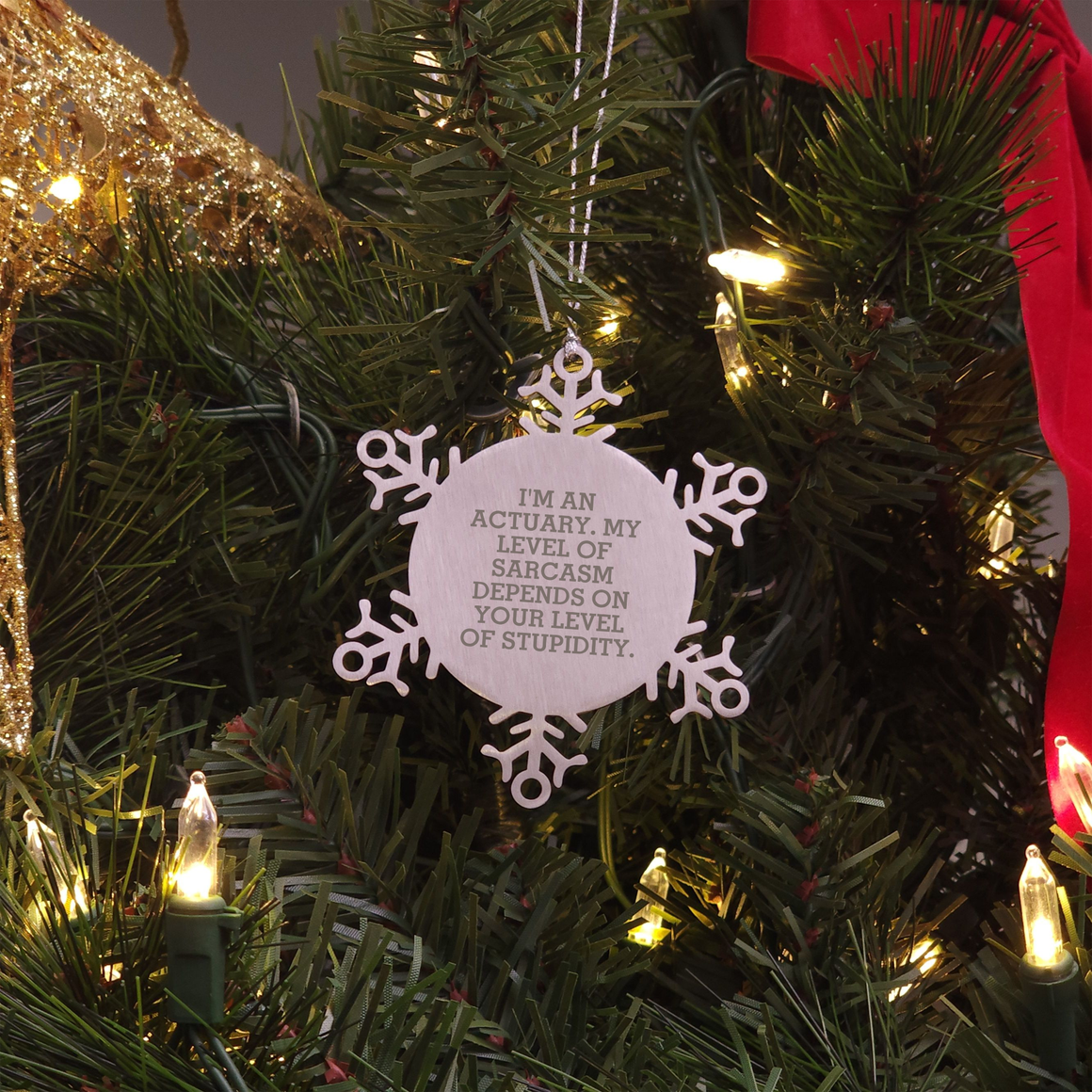 Actuary Gift Humor Snowflake Ornament with Sarcasm - Funny Christmas Unique Gifts for Actuaries and Numbers Lovers - Unique Office Decorations for Actuarial Professionals - Image 3