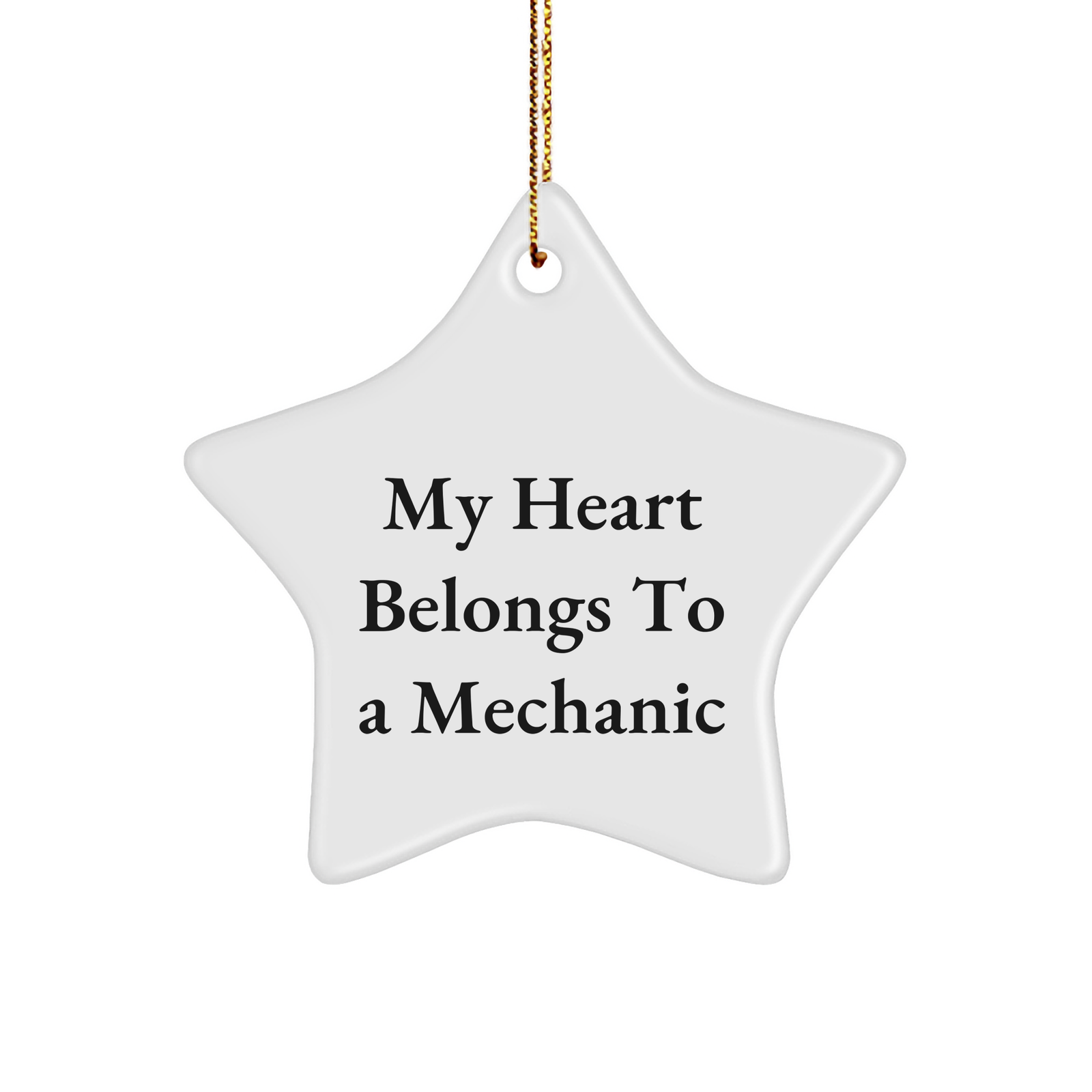 Funny Mechanic Gifts from Friends for Men - My Heart Belongs To A Mechanic Star Ornament, Christmas Unique Presents - Image 1