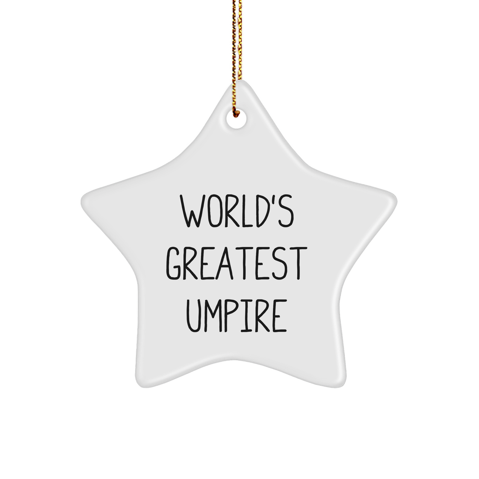 Umpire Gifts from Friends - 'World's Greatest Umpire' Star Ornament, White Color, Christmas Decorations for Umpire Fans, Gifts for Umpire Lovers - Image 1