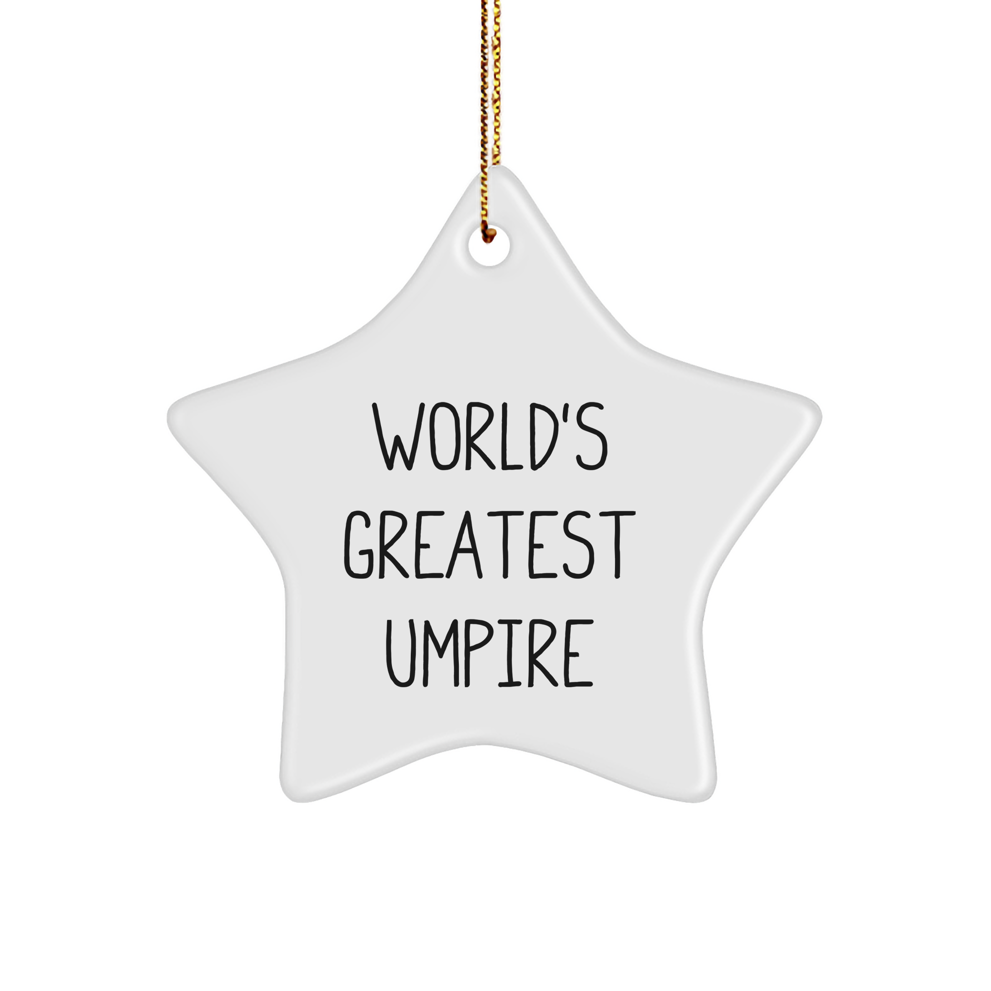 Umpire Gifts from Friends - 'World's Greatest Umpire' Star Ornament, White Color, Christmas Decorations for Umpire Fans, Gifts for Umpire Lovers - Image 1
