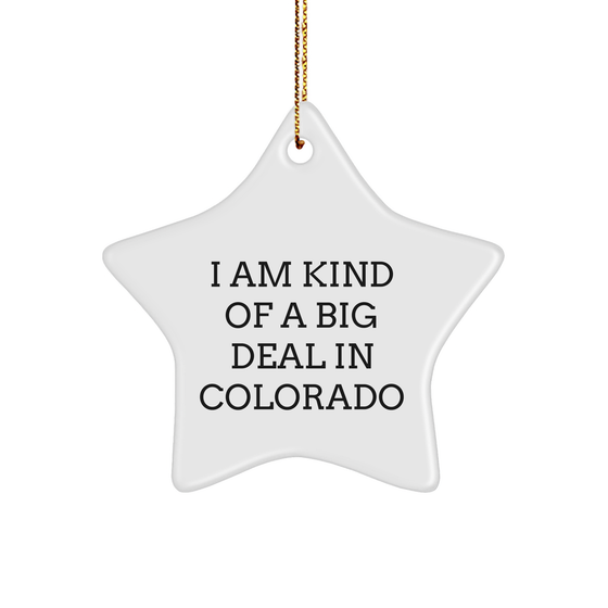 Colorado Star Ornament, 'I Am Kind Of A Prime Selection In Colorado' Quote, White Color, Star Shaped, Ideal Gifts for Men, Women, Friends, Coworkers, Family from Colorado - Image 1