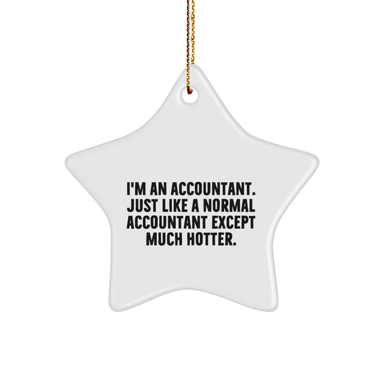 Funny Accountant Star Ornament, 'I'm An Accountant. Just Like A Normal Accountant Except Much Hotter.', Gifts from Friends for Accountant, Unique Christmas Unique Gifts - Image 1