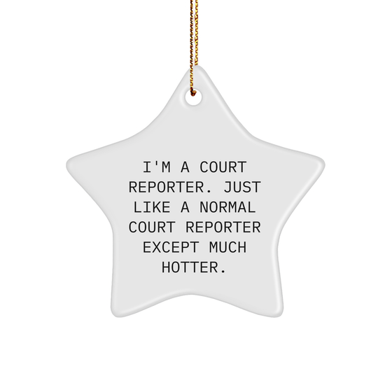 Court Reporter Star Ornament, Funny Quote Gifts from Men to Court Reporters for Christmas - Image 1