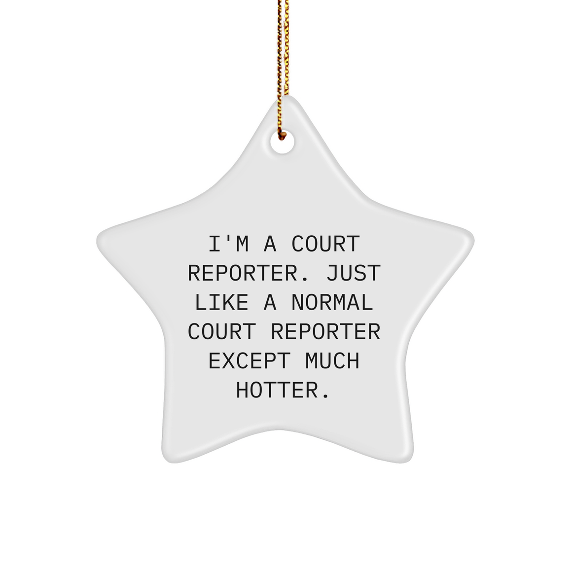 Court Reporter Star Ornament, Funny Quote Gifts from Men to Court Reporters for Christmas - Image 1
