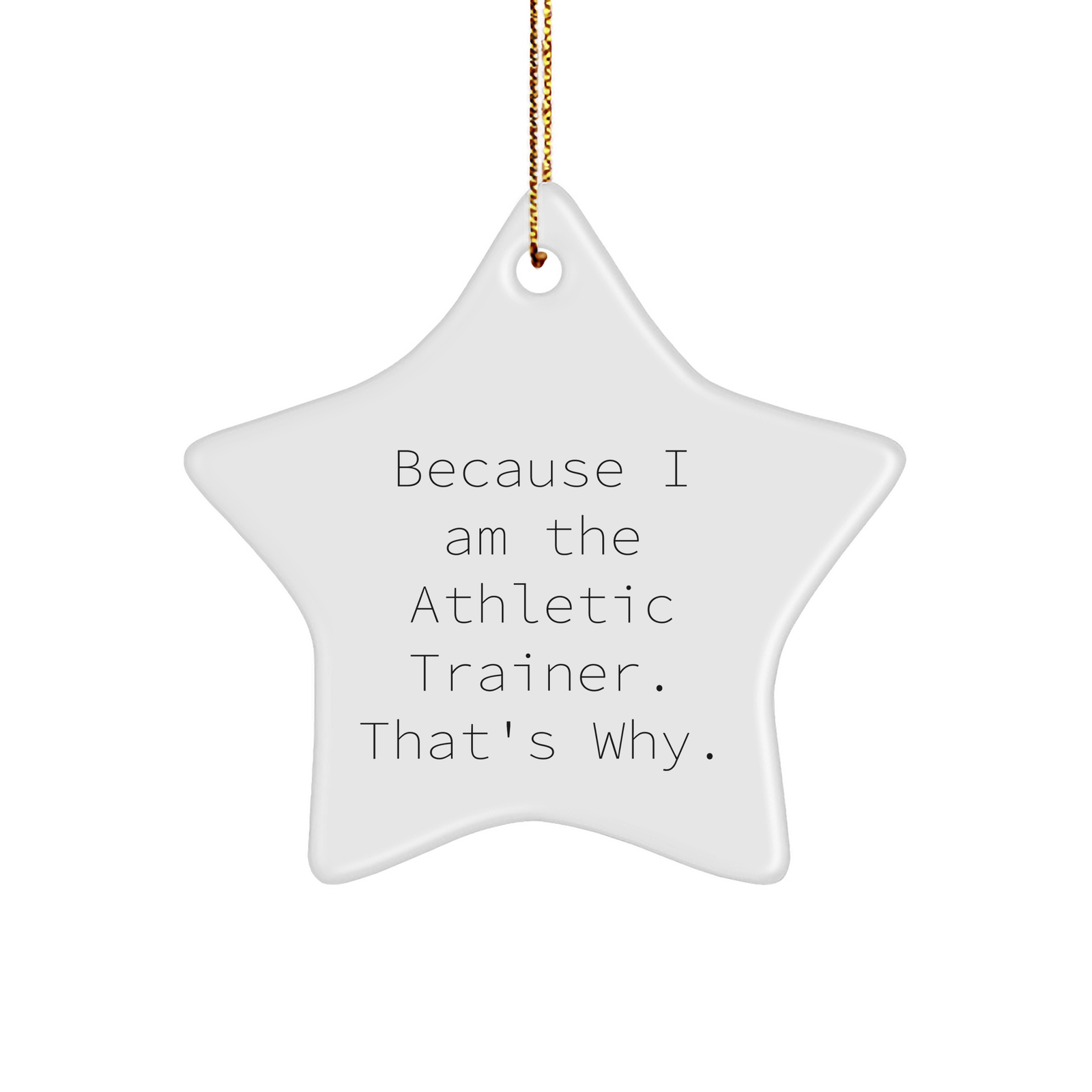 Funny Athletic Trainer Gifts from Friends - Because I Am The Athletic Trainer. That's Why. - Star Ornament for Christmas - Image 1