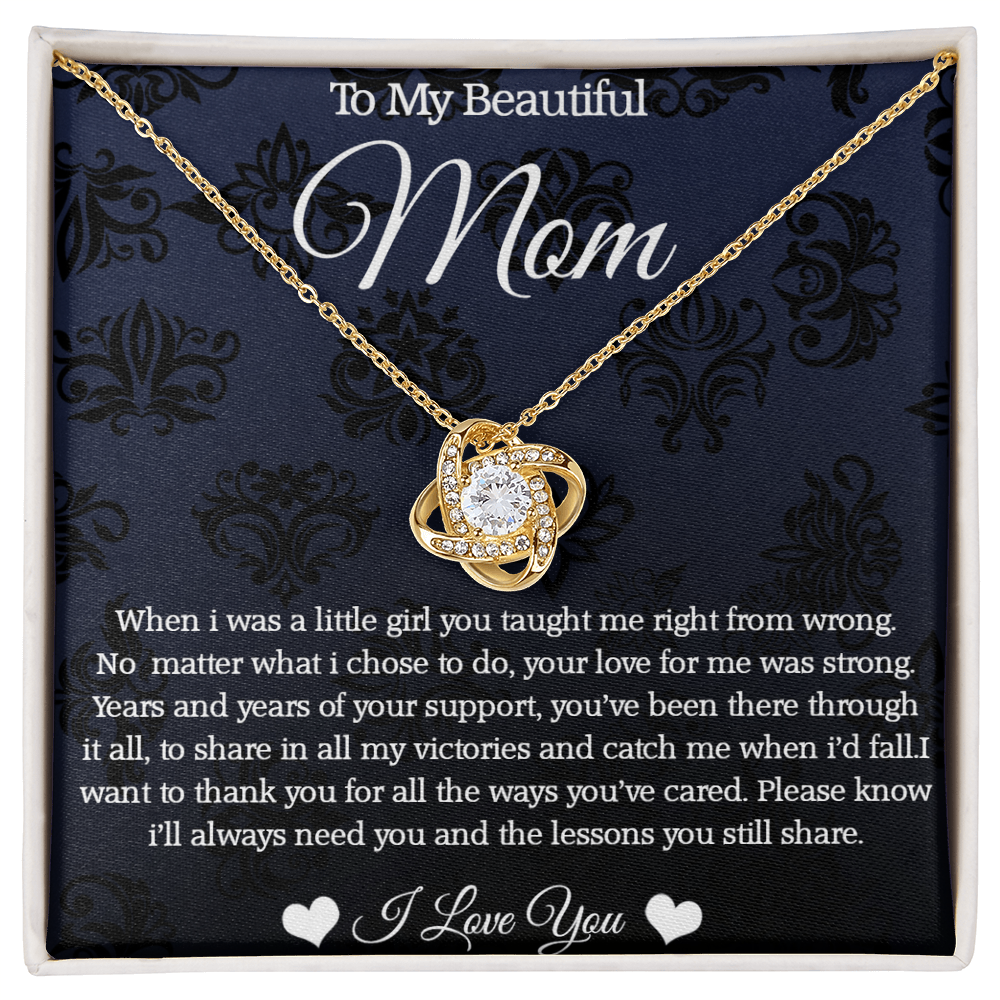To My Beautiful Mom - Mother's Necklace with Heartfelt Message From Daughter