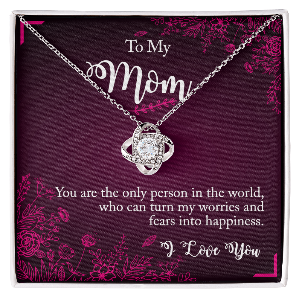To My Mom I Love You. Mothers Day Love Knot Necklace